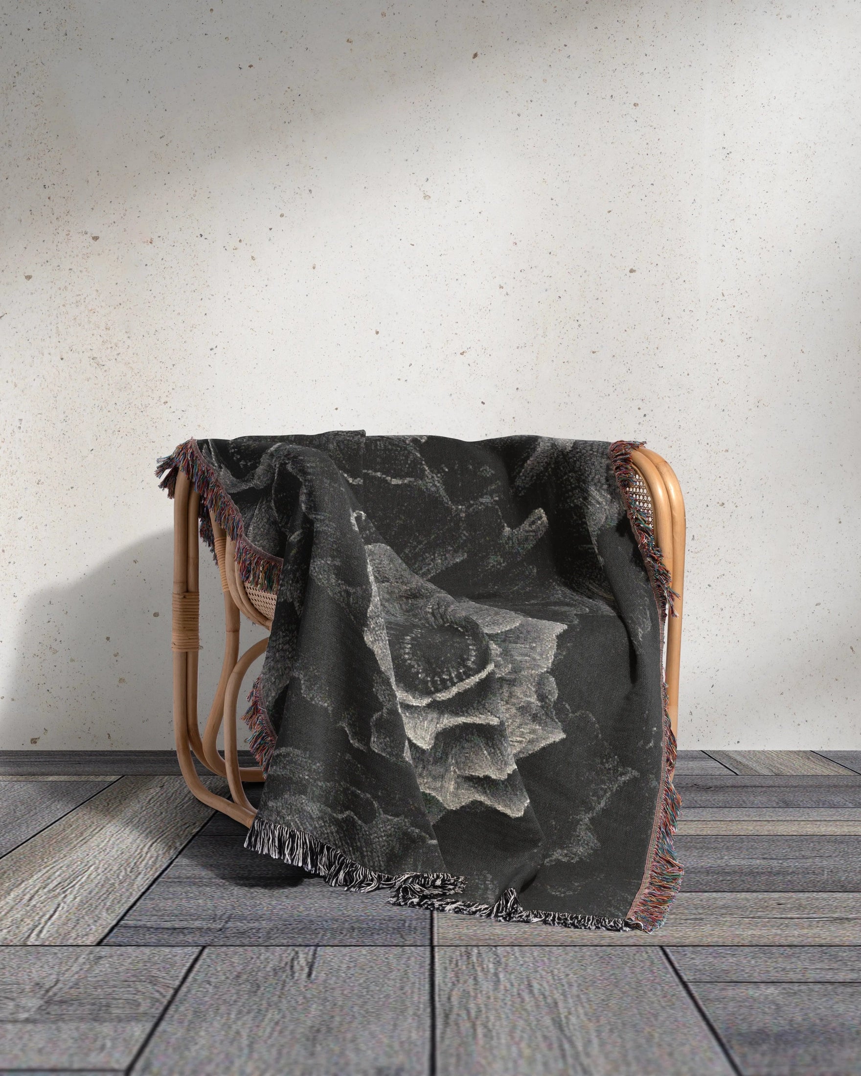Monochrome Bloom Throw Blanket