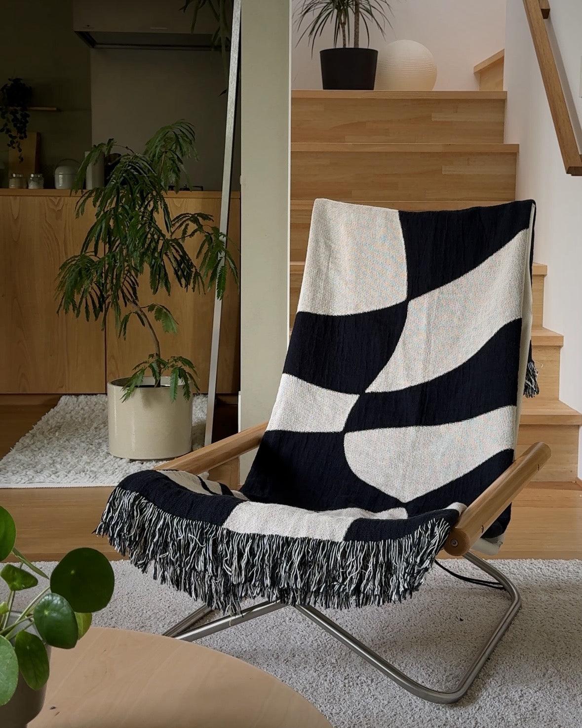 Distorted Check Woven Throw Blanket