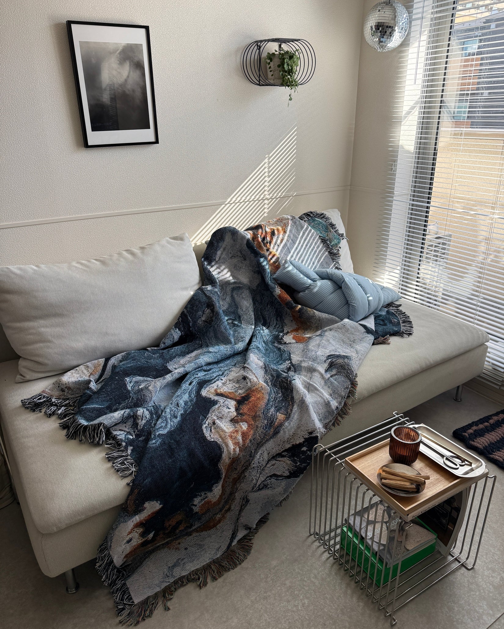 Navy Flow Throw Blanket