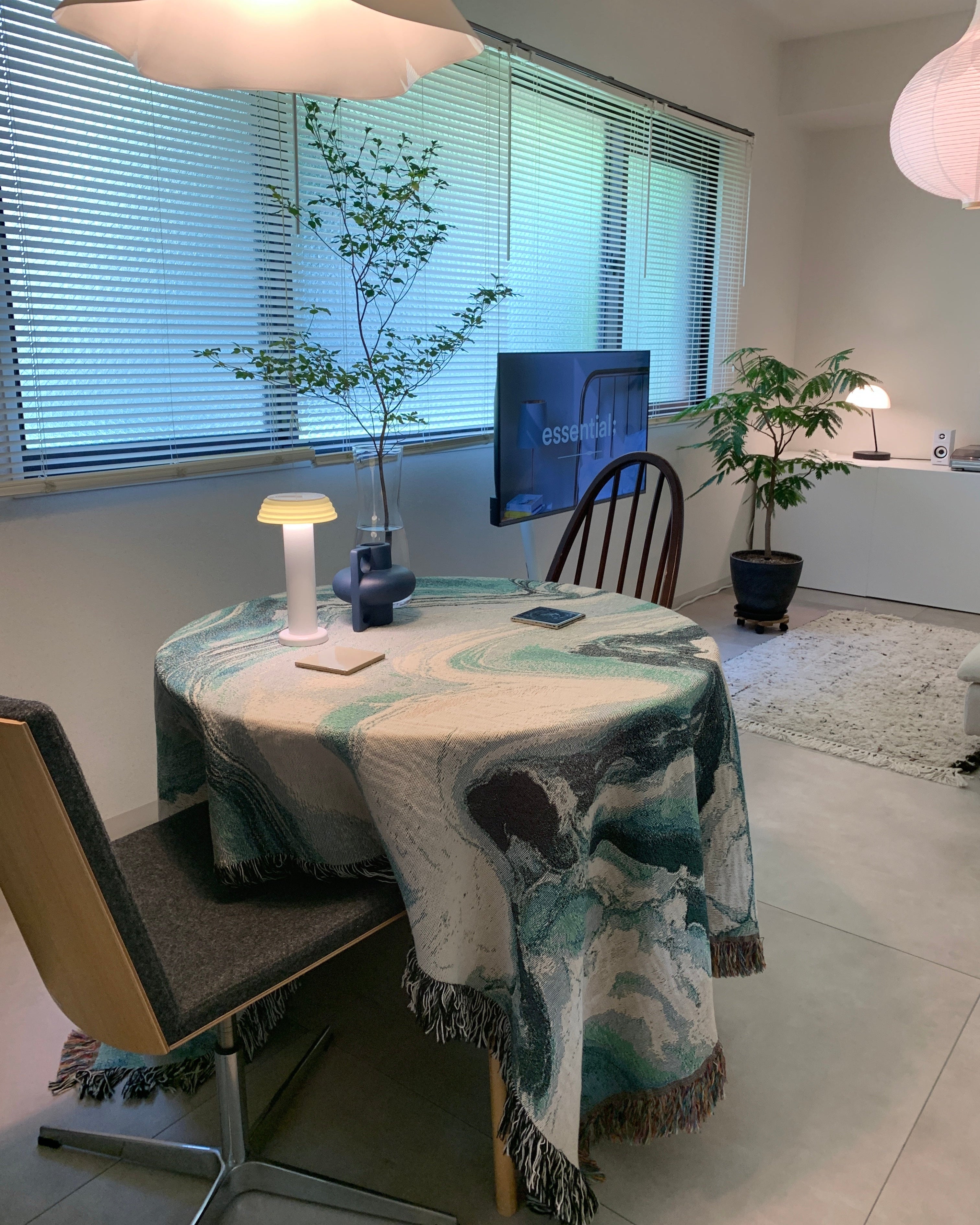 Sky Blue Flow Throw Blanket