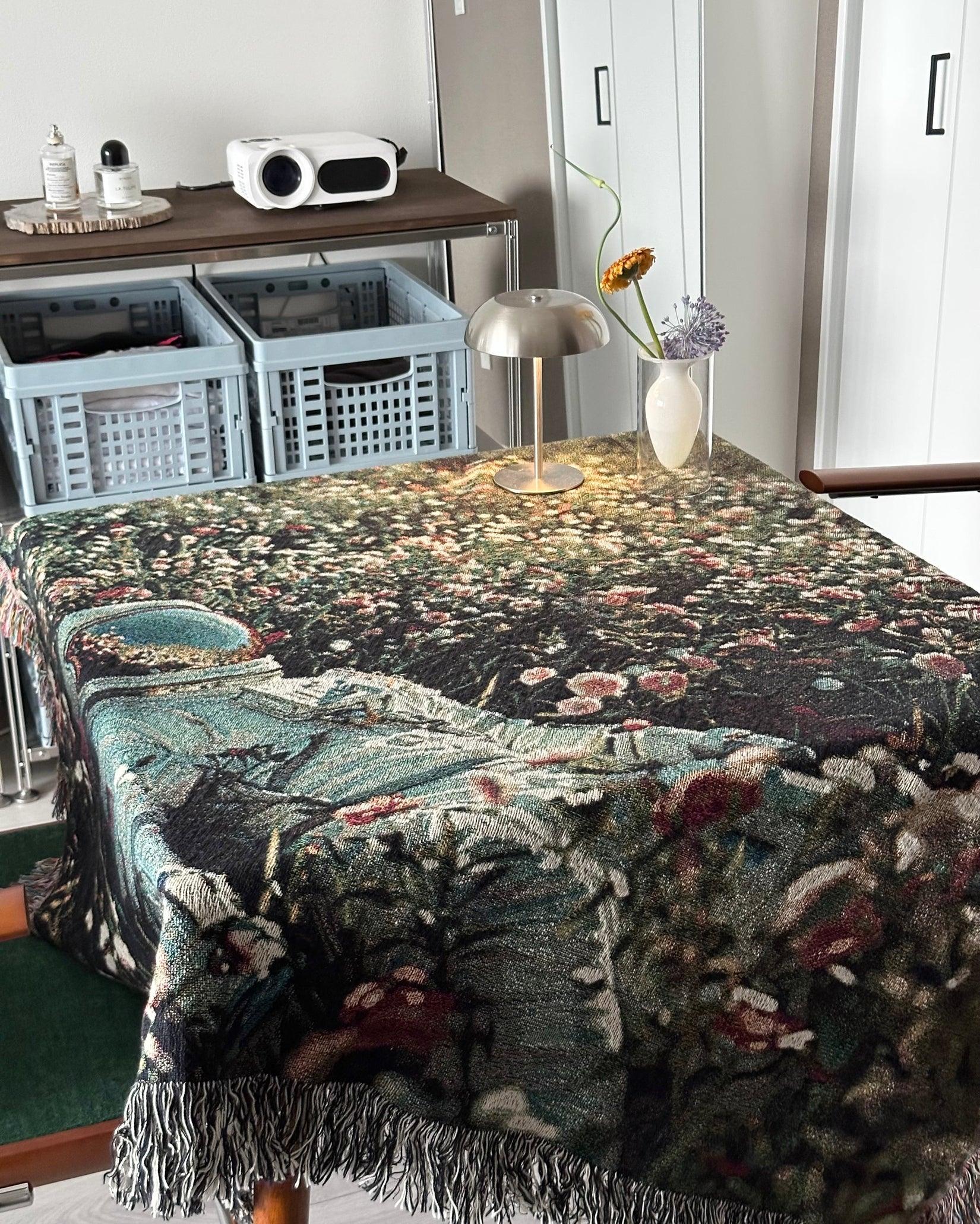 Astronaut Flower Woven Throw Blanket