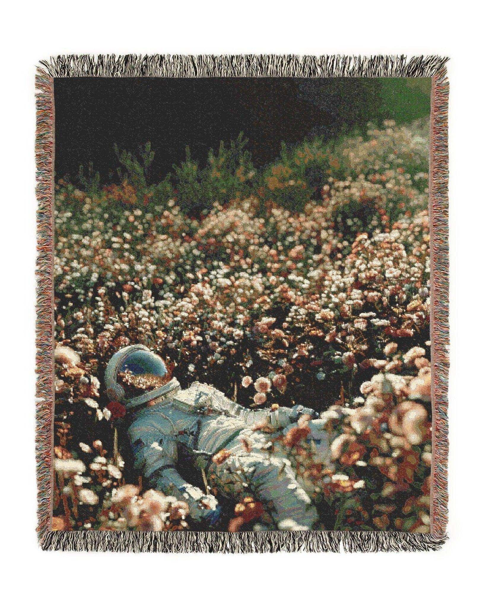 Astoronaut Flower Woven Throw Blanket - imperf