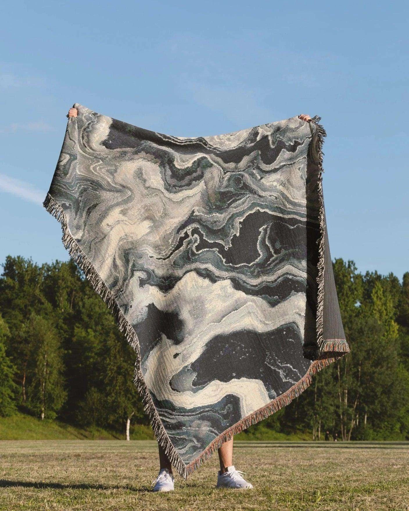 Black Marble Woven Throw Blanket - imperf