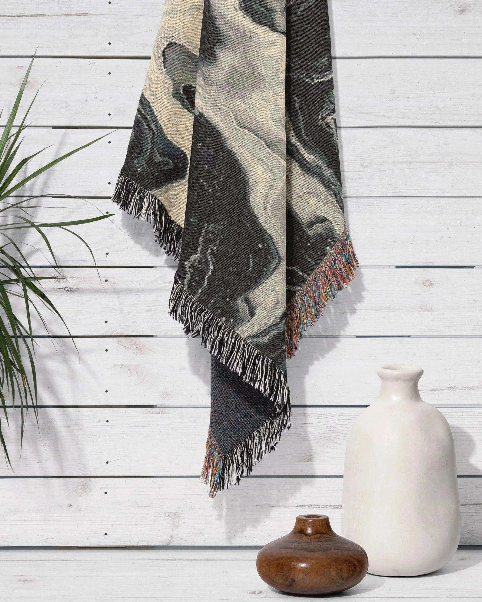 Black Marble Woven Throw Blanket - imperf