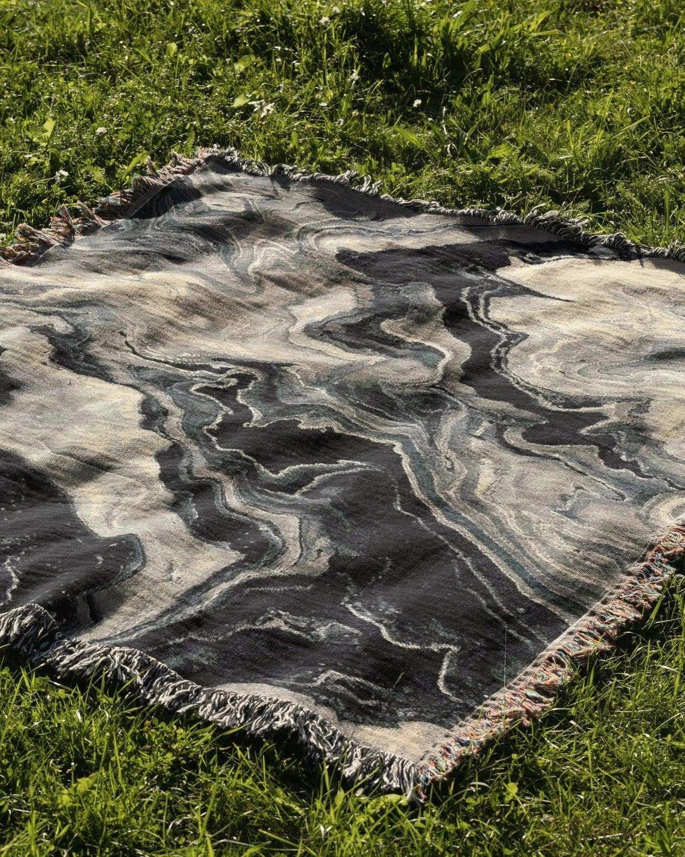 Black Marble Woven Throw Blanket - imperf