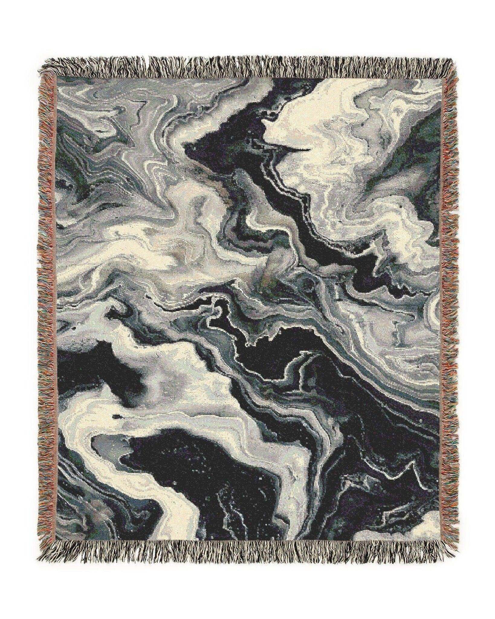 Black Marble Woven Throw Blanket - imperf