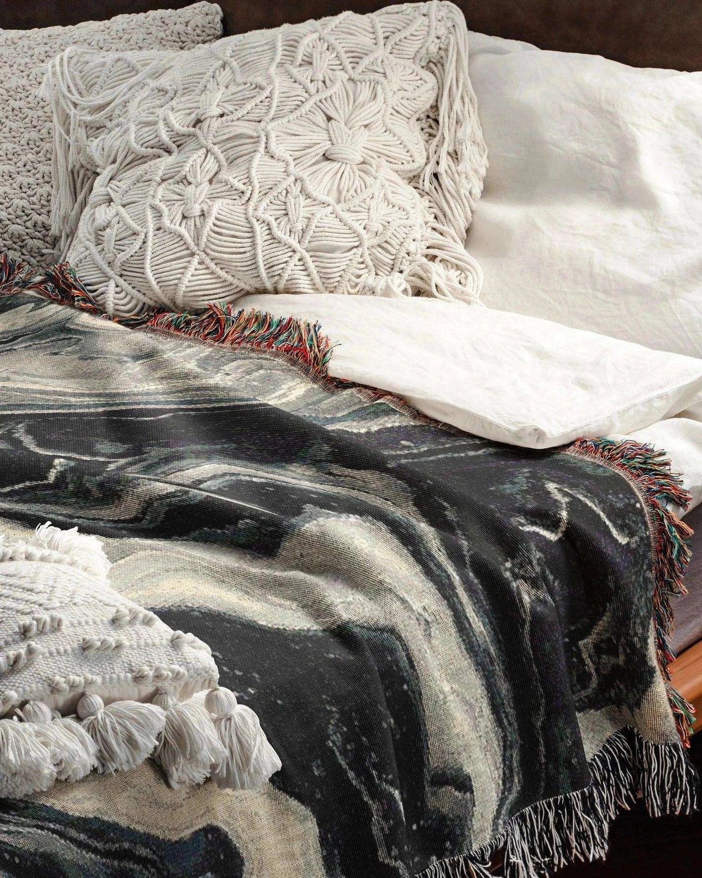 Black Marble Woven Throw Blanket - imperf