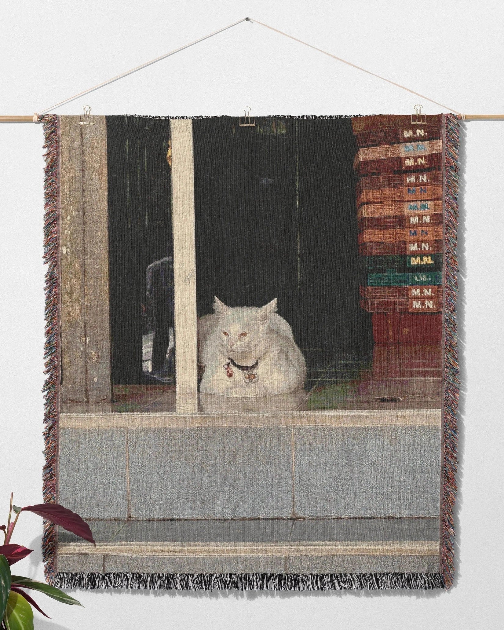Cat Woven Throw Blanket - imperf