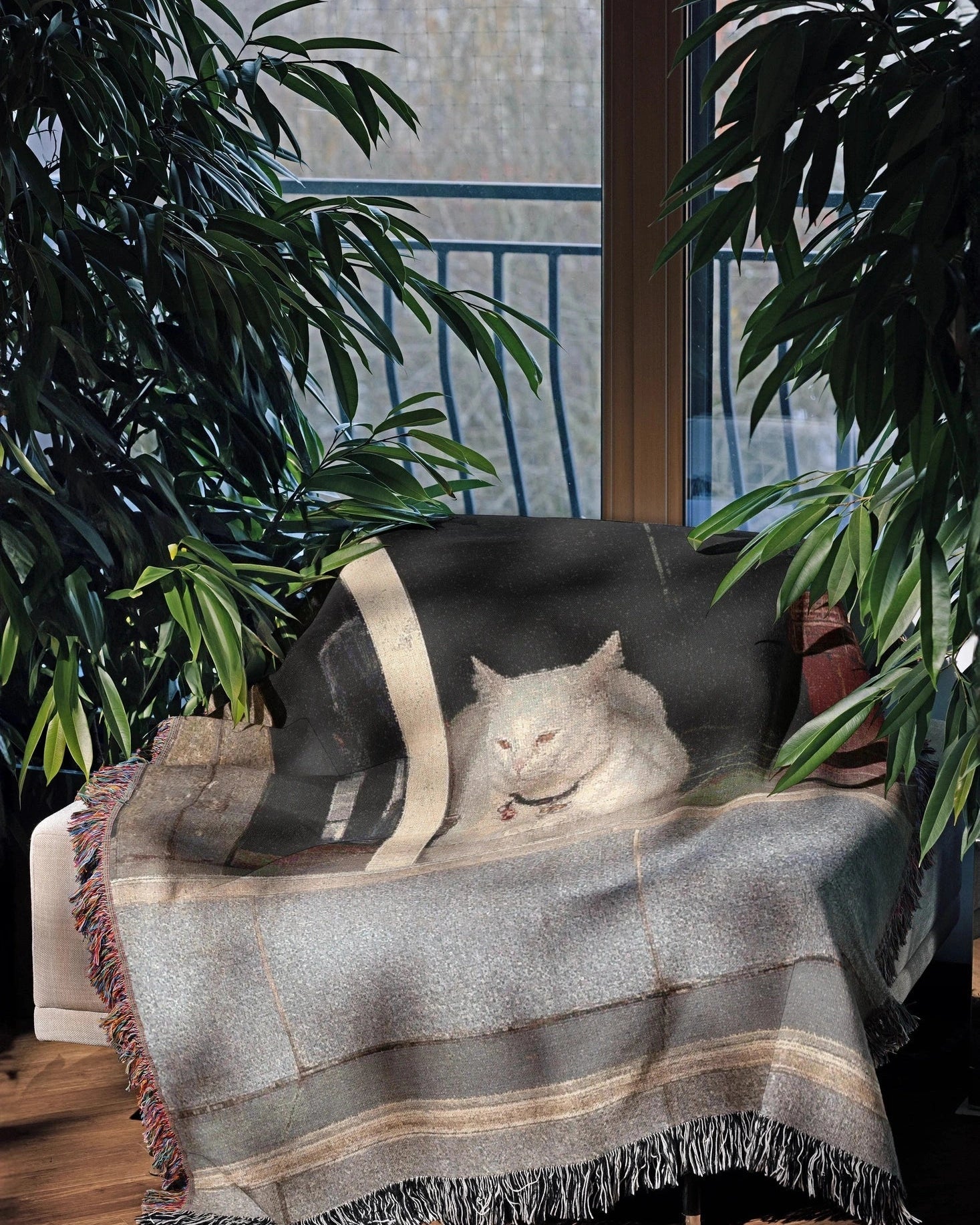 Cat Woven Throw Blanket - imperf