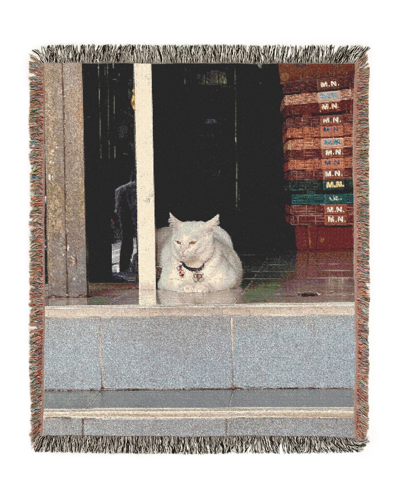Cat Woven Throw Blanket - imperf