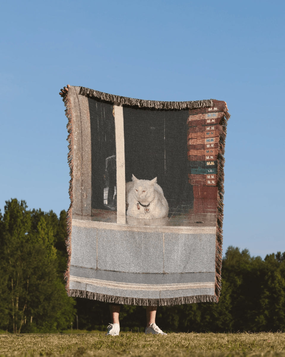 Cat Woven Throw Blanket - imperf