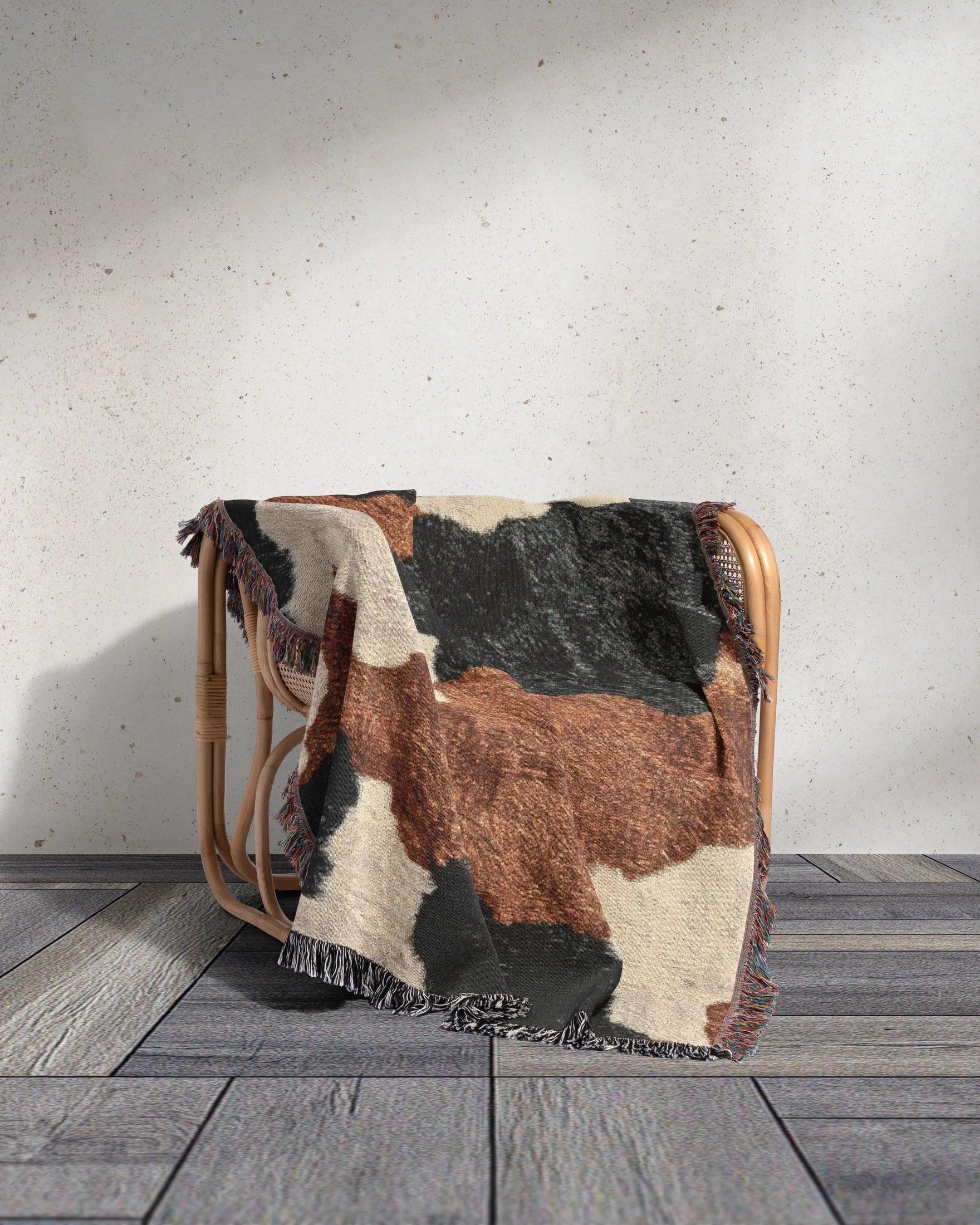 Cow Hide Woven Throw Blanket - imperf