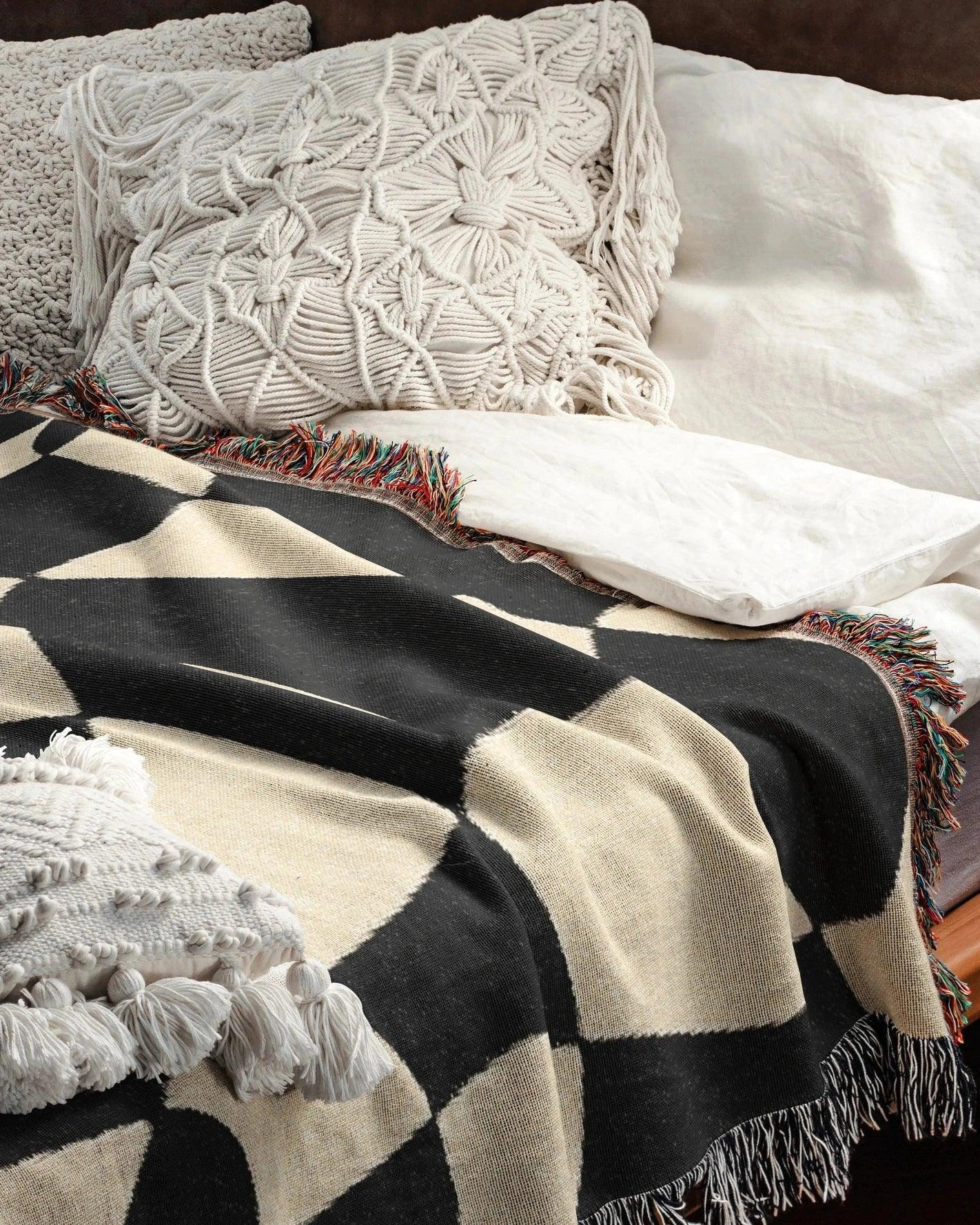 Distorted Check Woven Throw Blanket - imperf