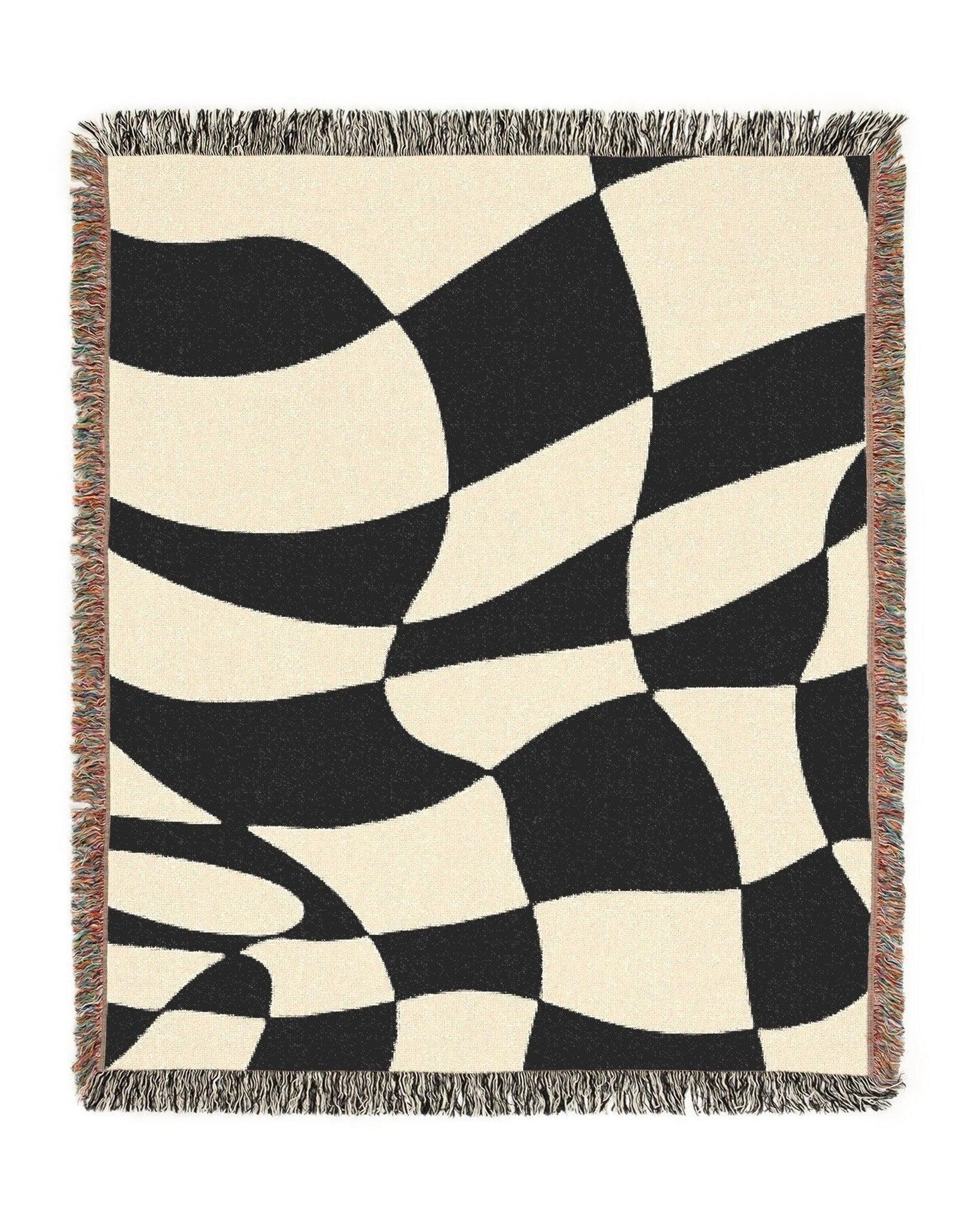 Distorted Check Woven Throw Blanket - imperf