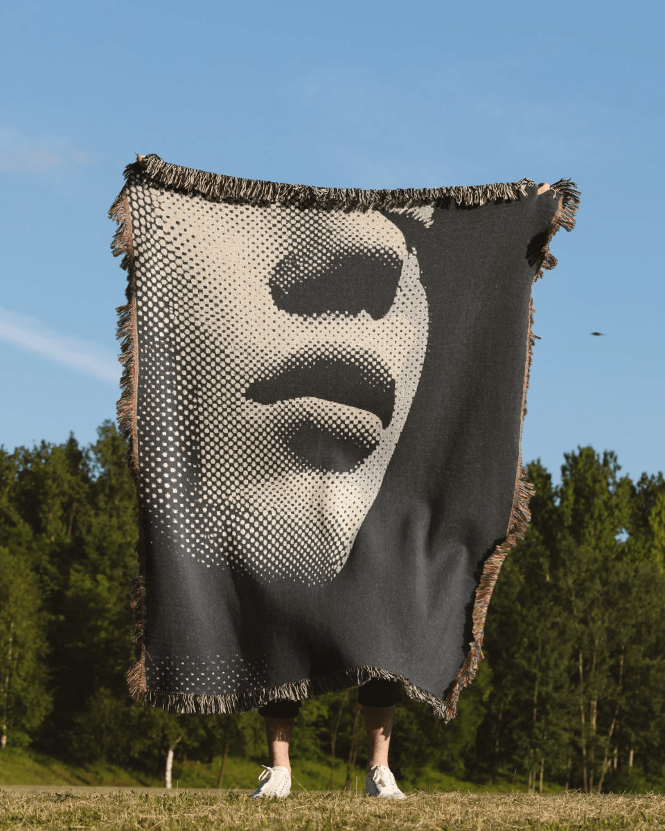 Half Tone Face Woven Throw Blanket - imperf