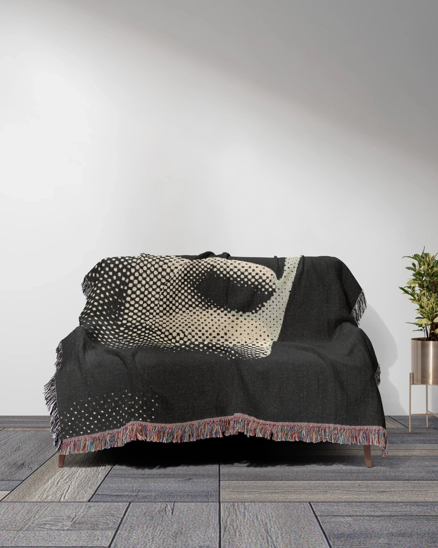 Half Tone Face Woven Throw Blanket - imperf