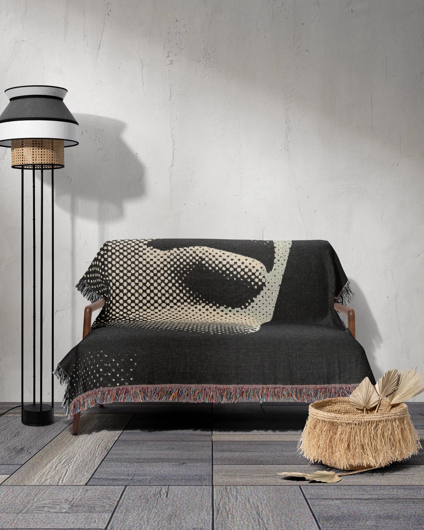 Half Tone Face Woven Throw Blanket - imperf