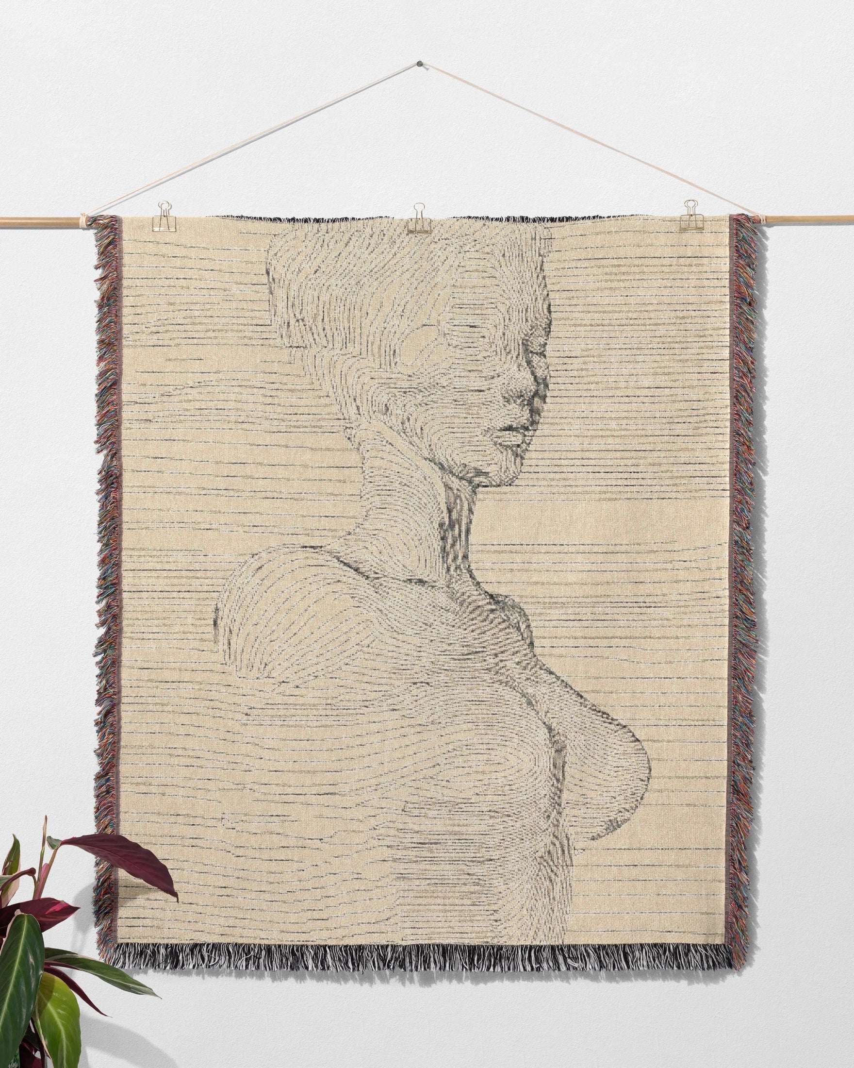 Line Portrait Woven Throw Blanket - imperf