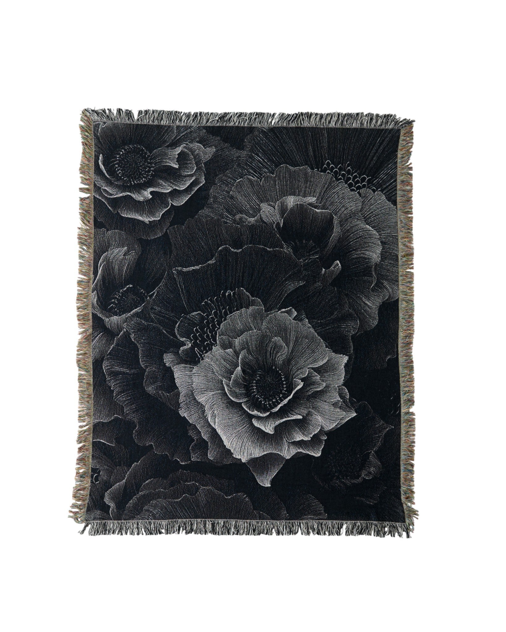 Monochrome Bloom Throw Blanket : M