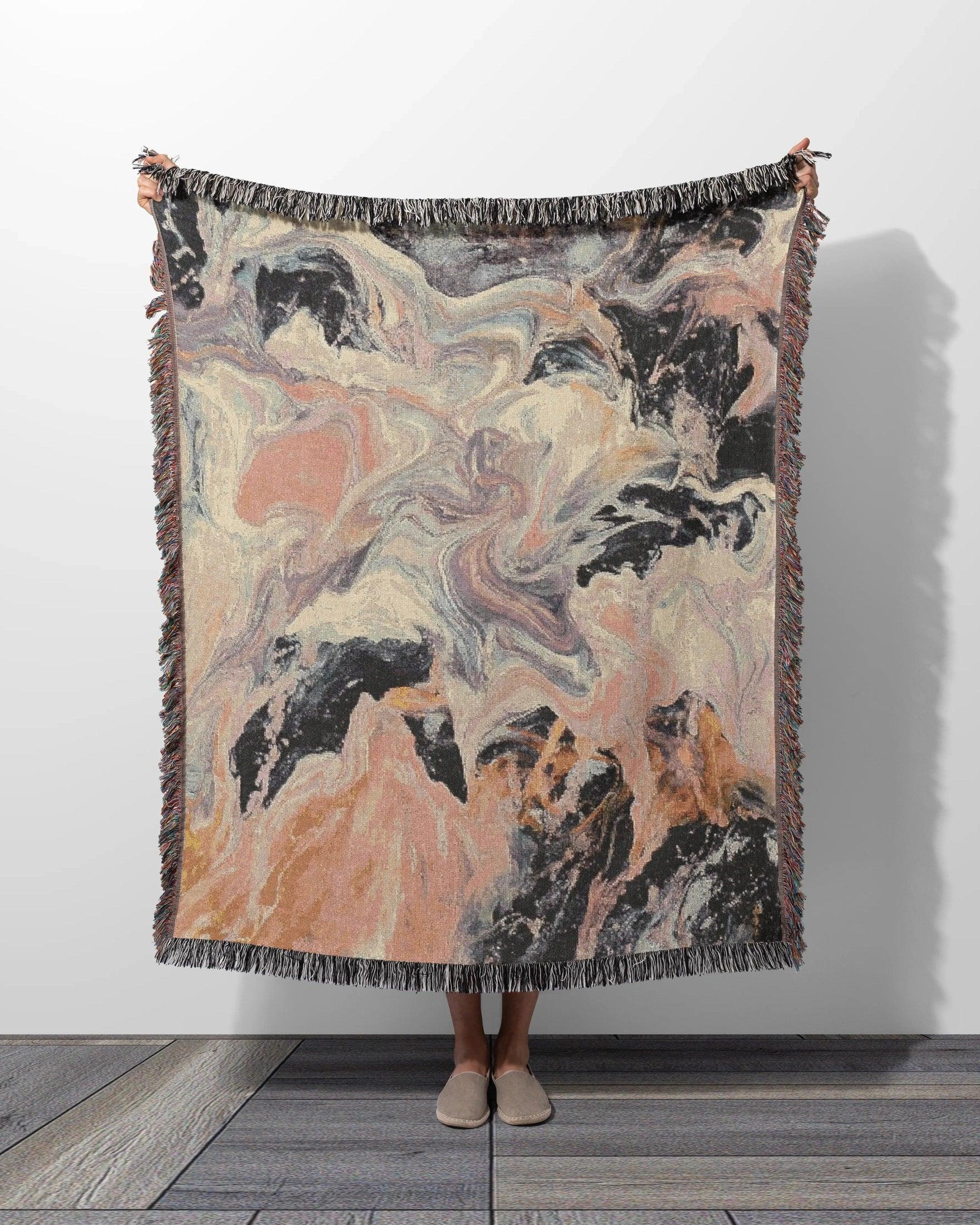 Pink Marble Woven Throw Blanket - imperf