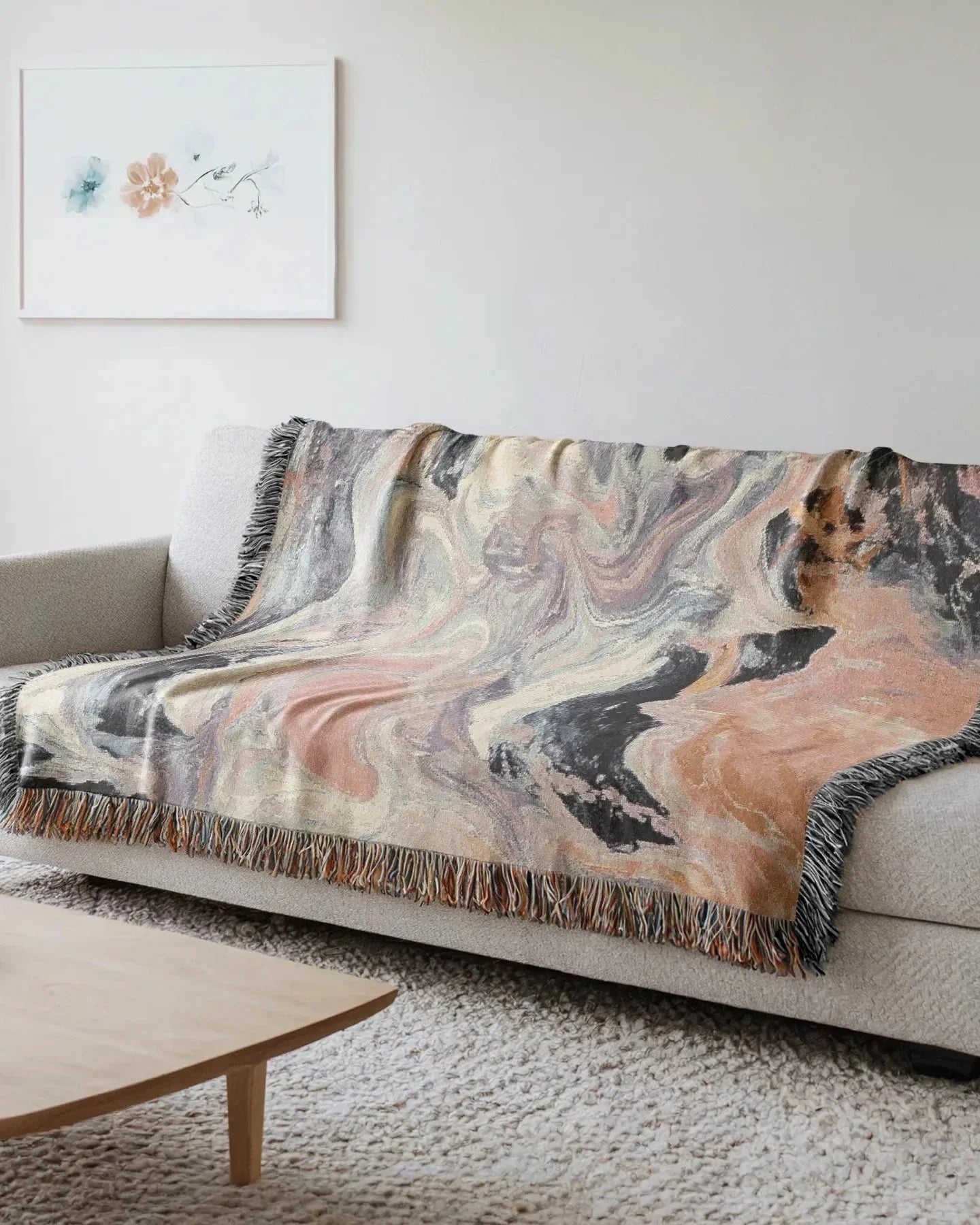 Pink Marble Woven Throw Blanket - imperf