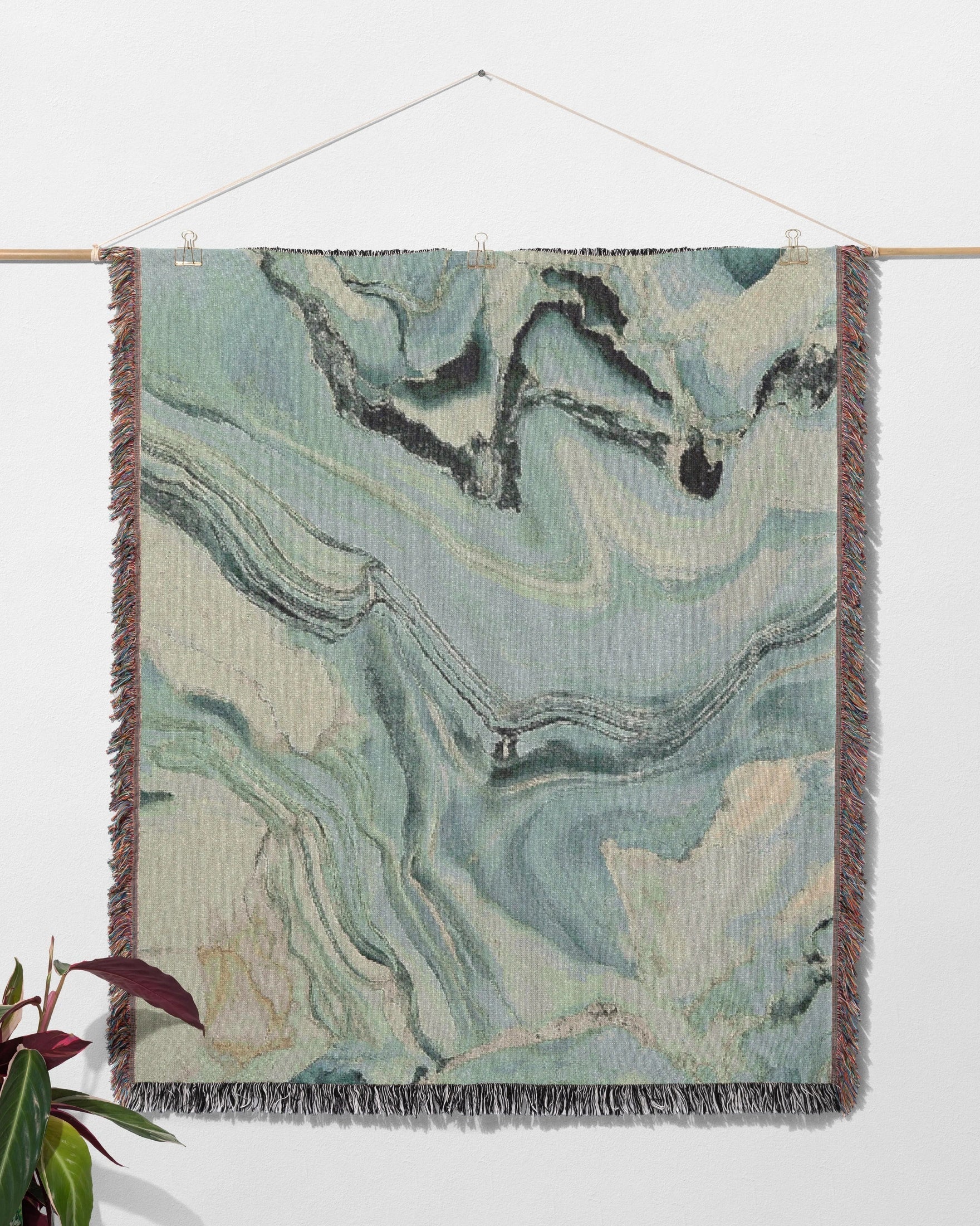 Sky Blue Marble Woven Throw Blanket - imperf
