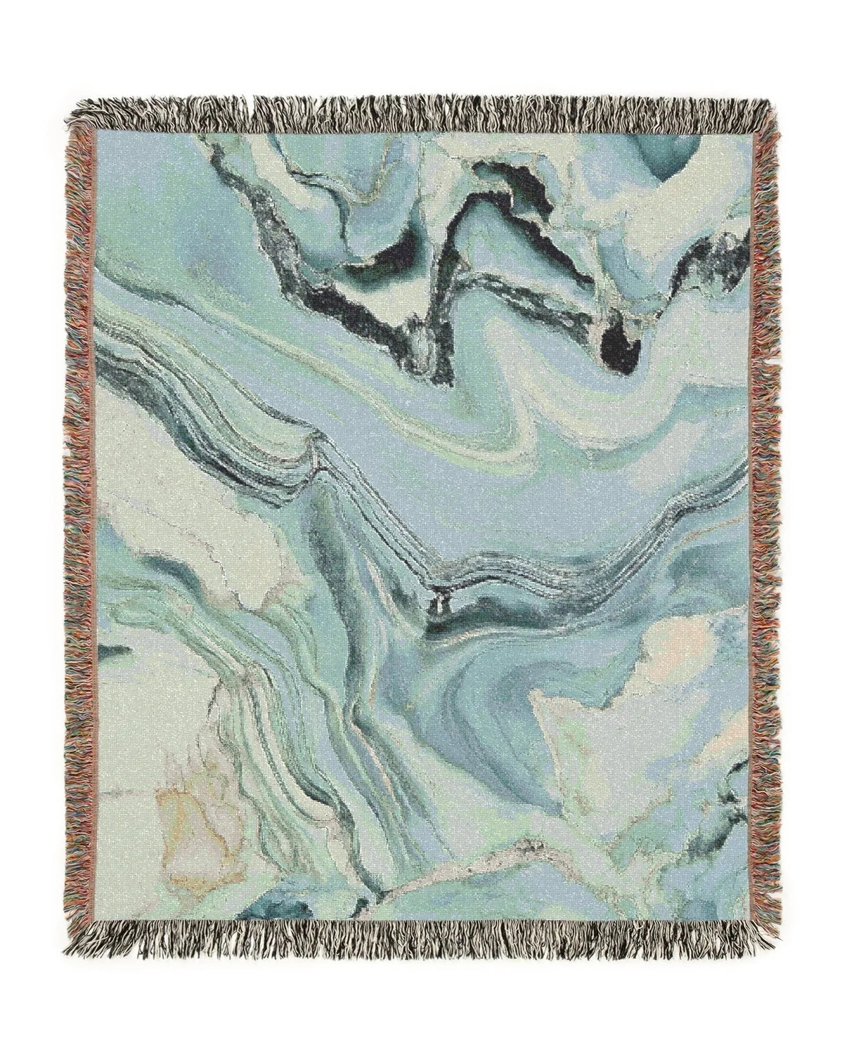 Sky Blue Marble Woven Throw Blanket - imperf