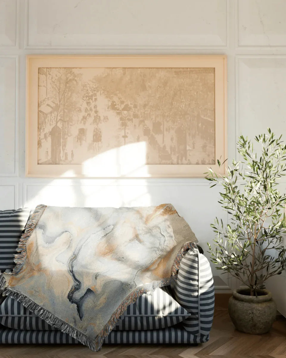 White Marble Woven Throw Blanket - imperf