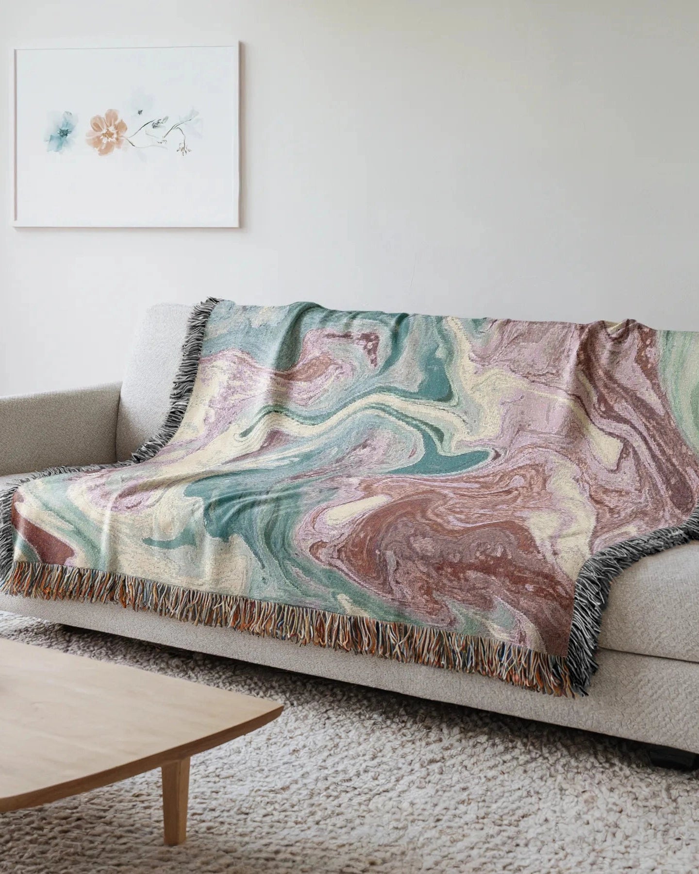 Pastel Marble Woven Throw Blanket 