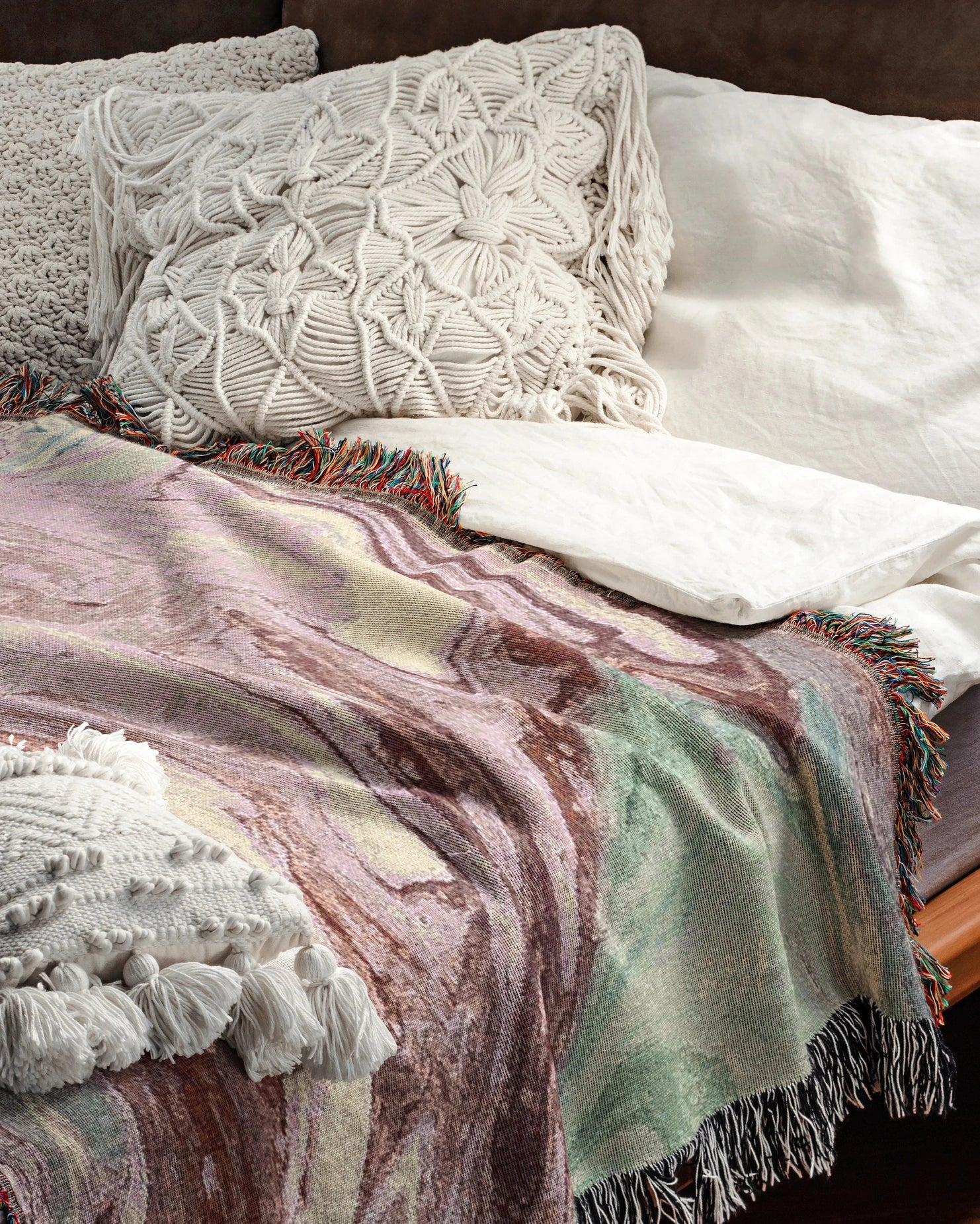 Pastel Marble Woven Throw Blanket 