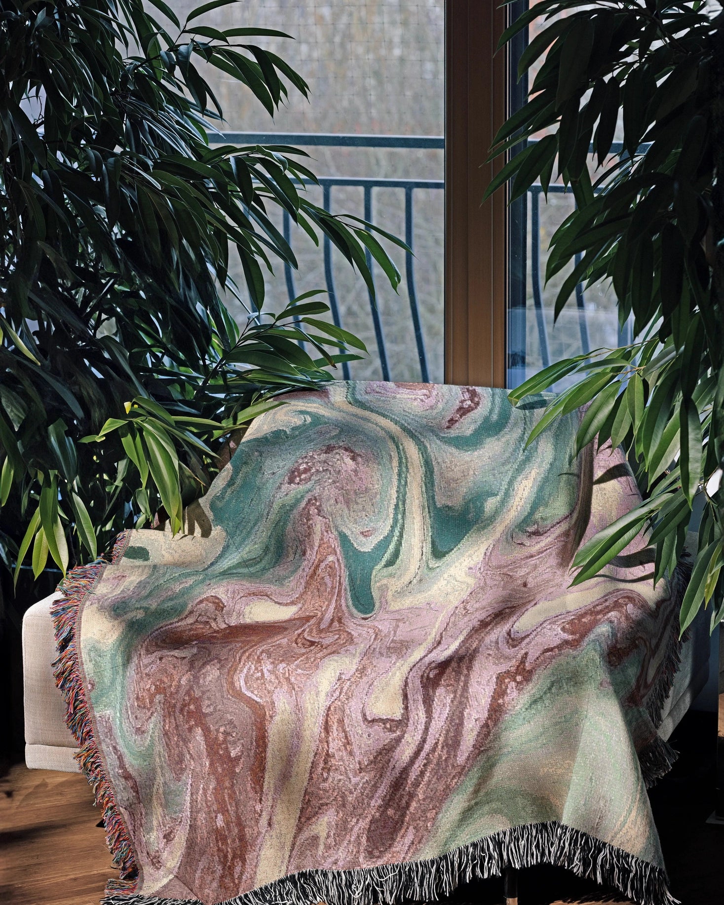 Pastel Marble Woven Throw Blanket 