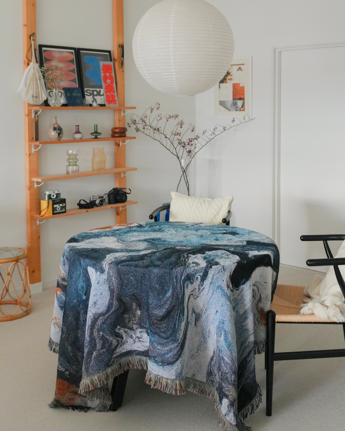 Navy Flow Throw Blanket 
