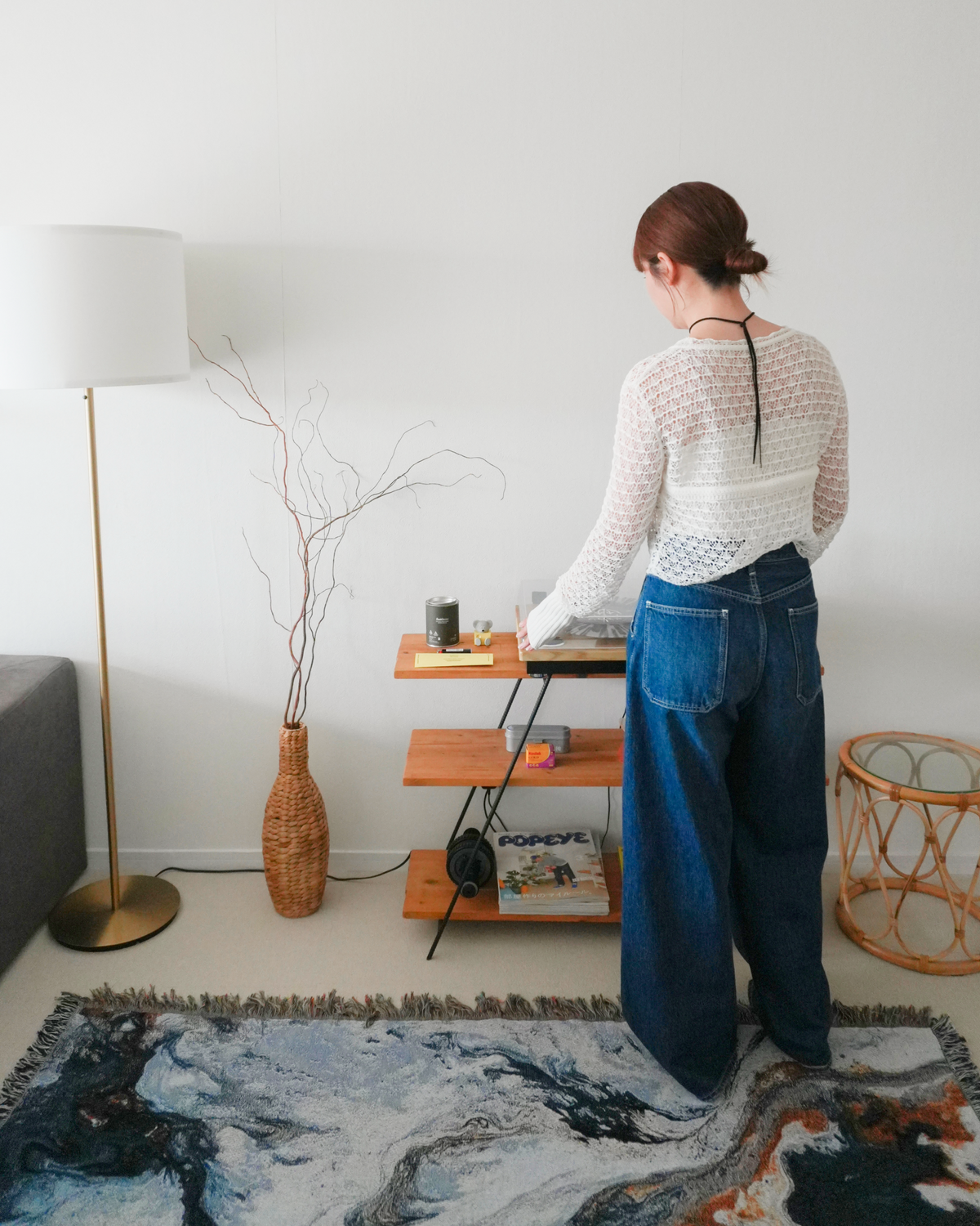 Navy Flow Throw Blanket 