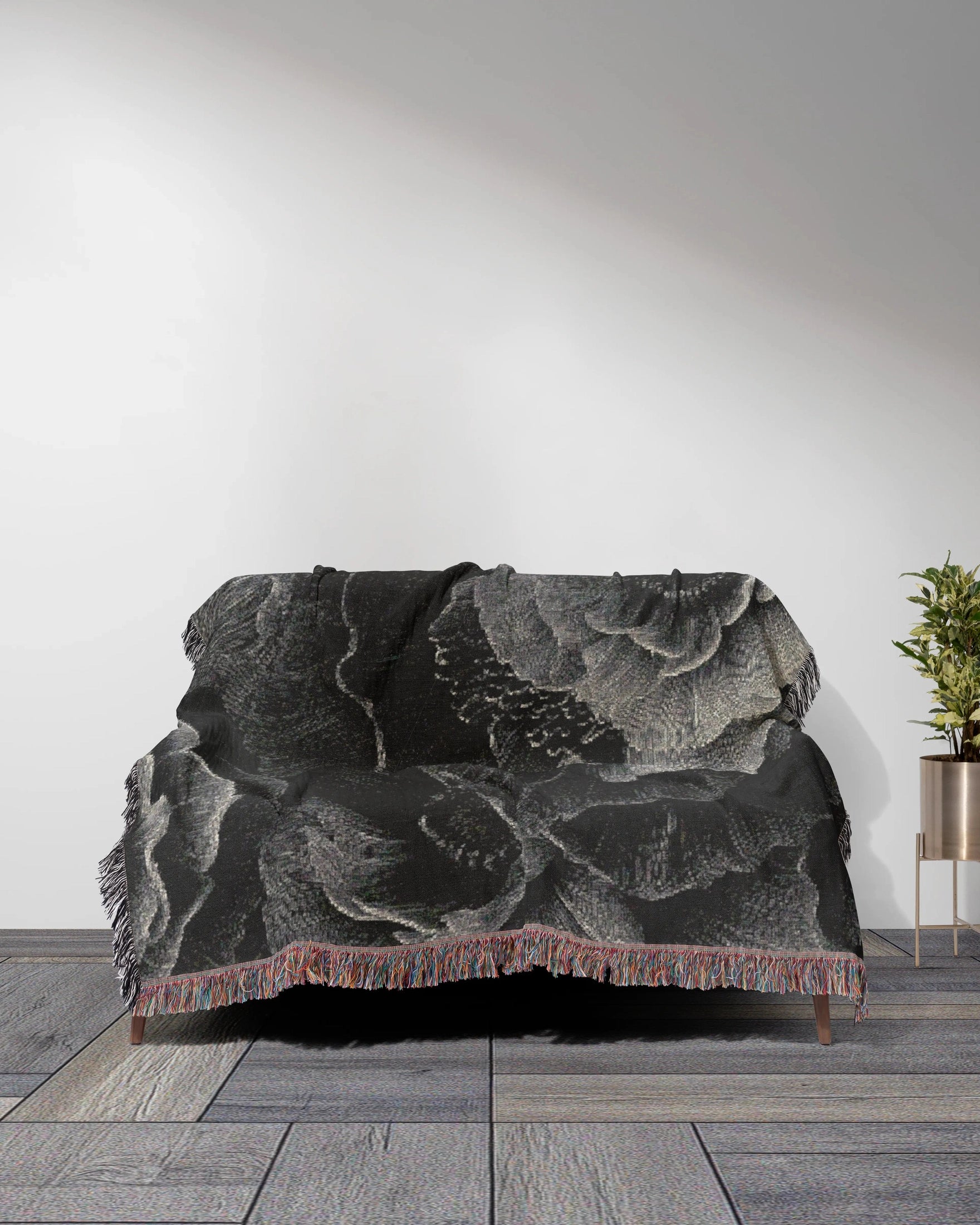 Monochrome Bloom Throw Blanket