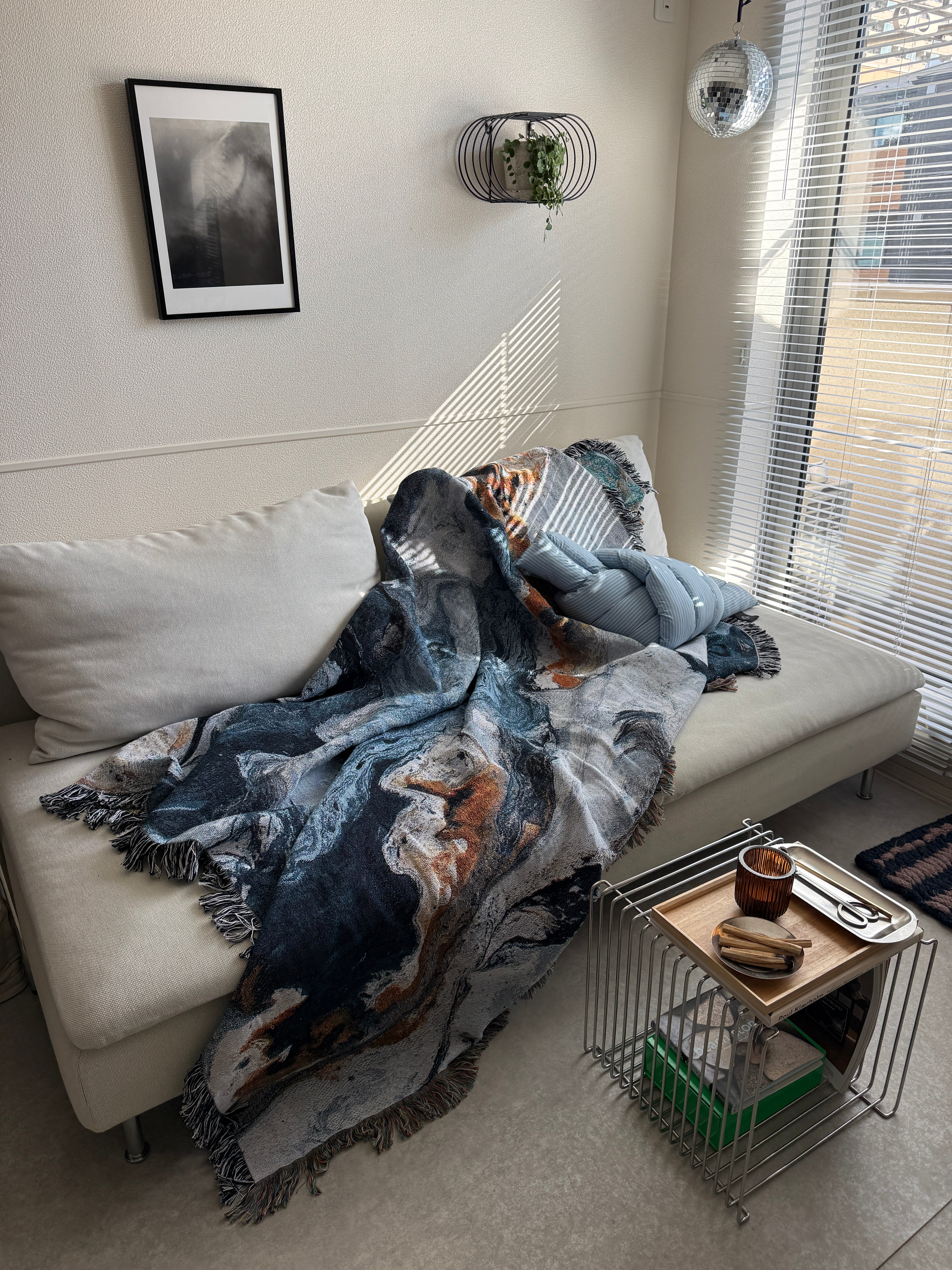 Navy Flow Throw Blanket 