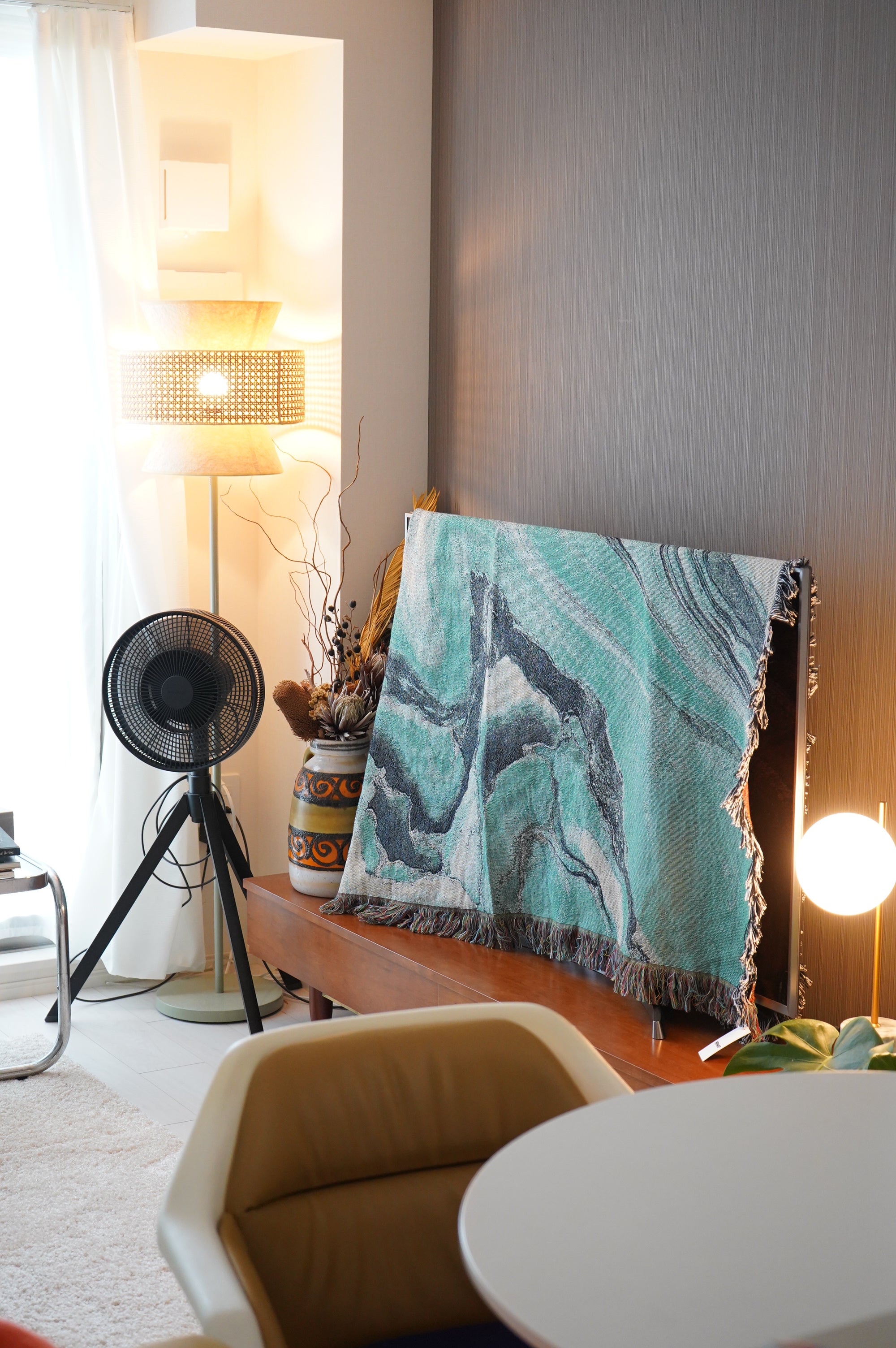 Sky Blue Flow Throw Blanket