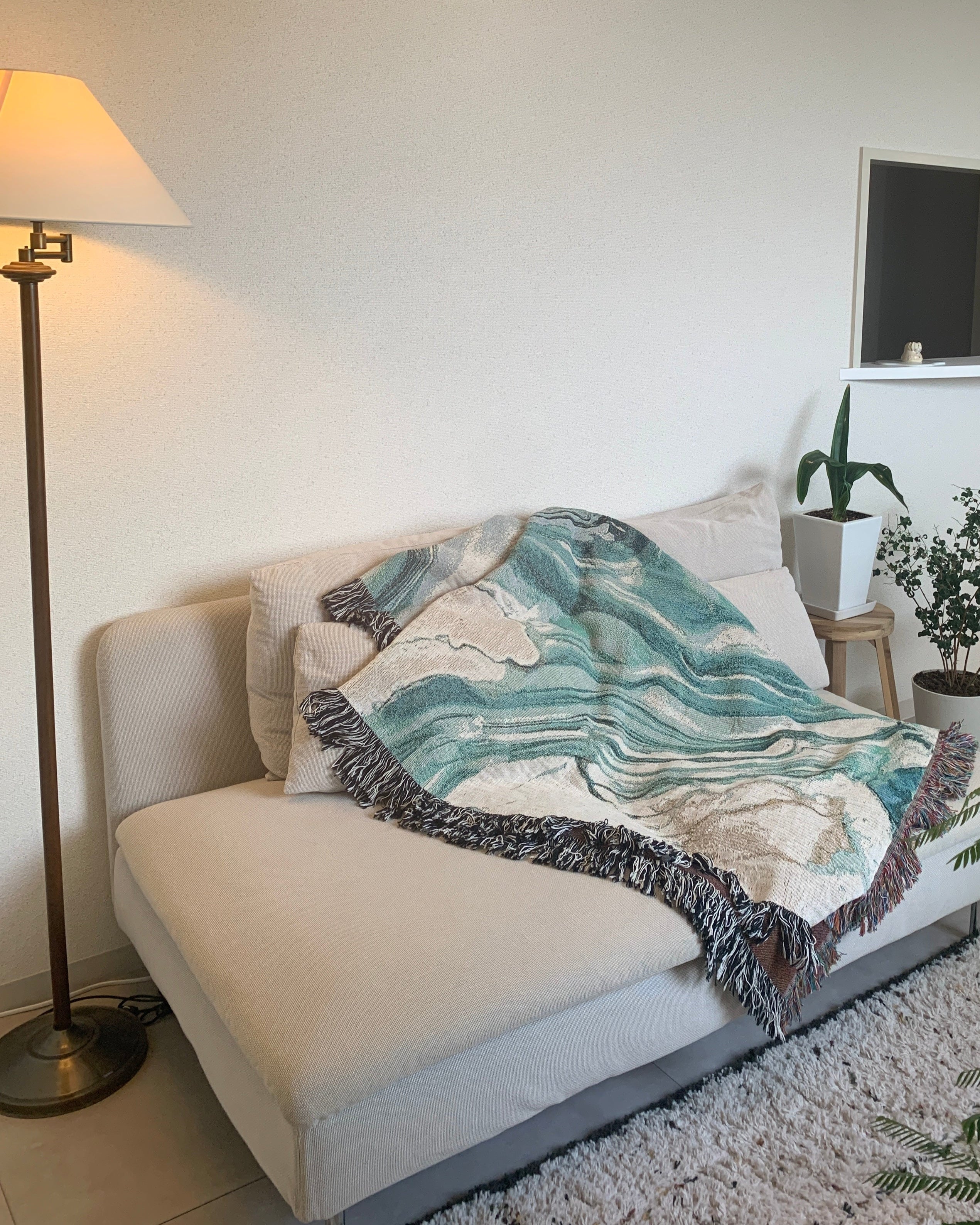 Sky Blue Flow Throw Blanket