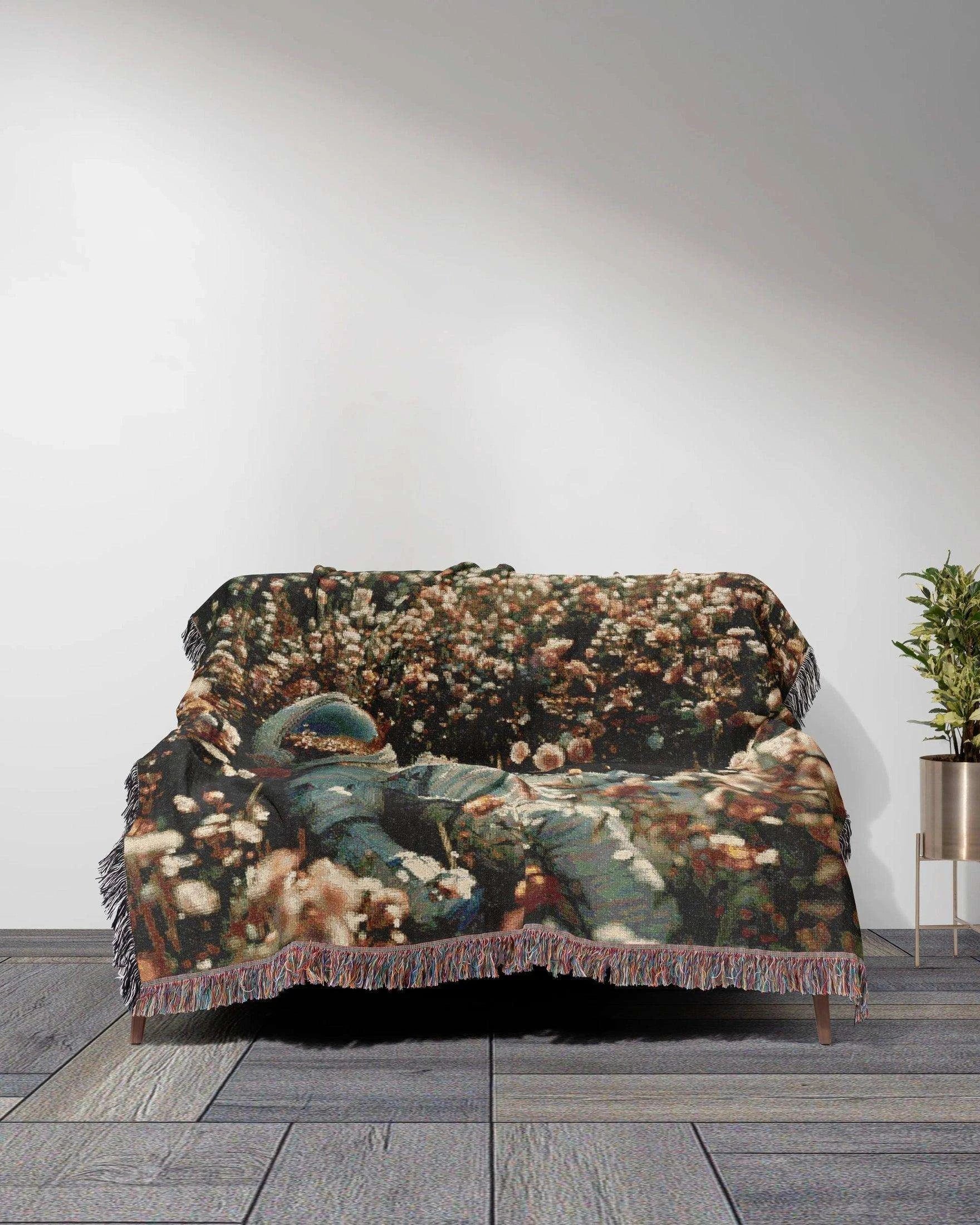 Astoronaut Flower Woven Throw Blanket - imperf