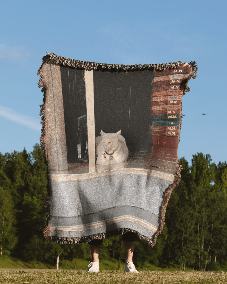 Cat Woven Throw Blanket - imperf