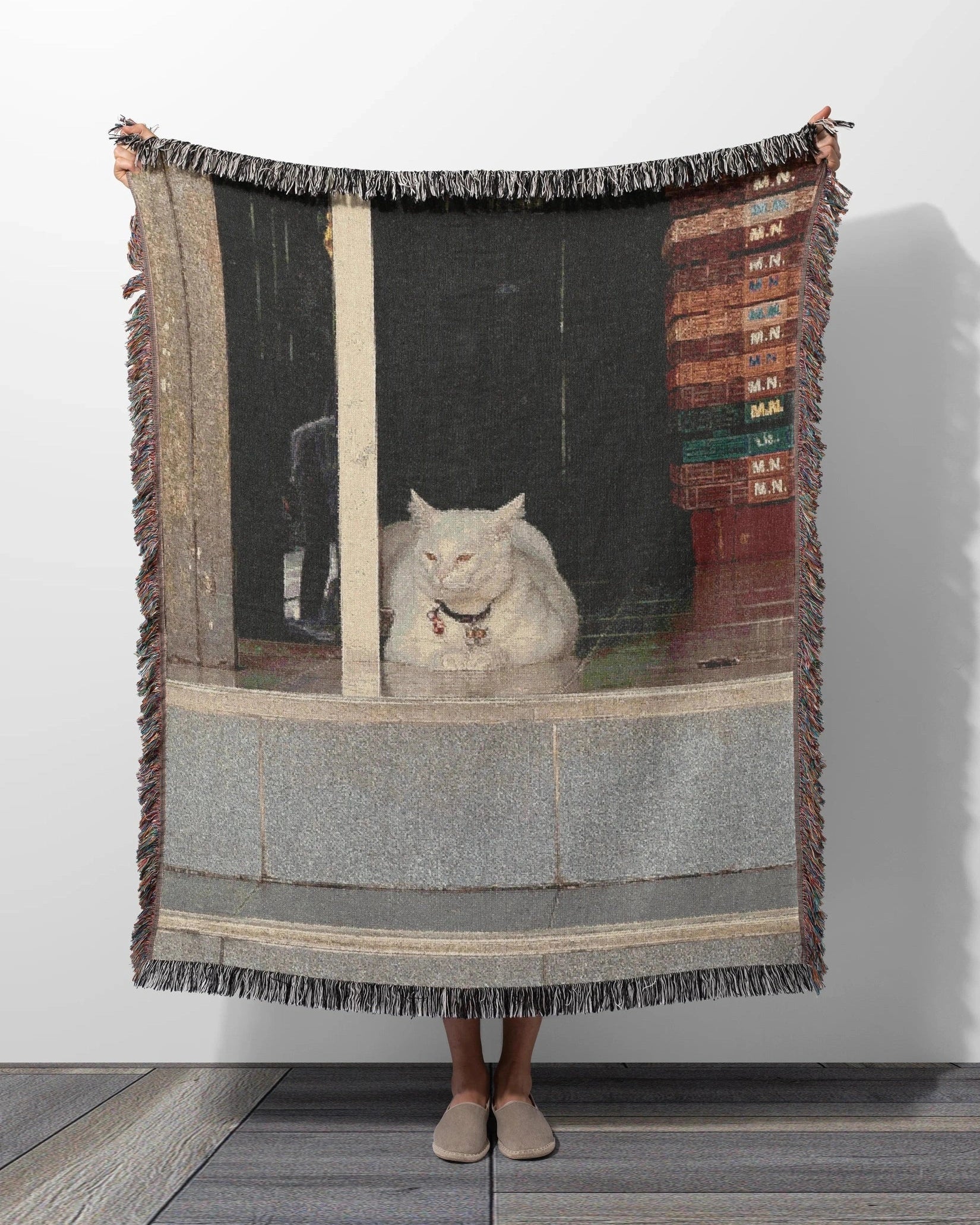 Cat Woven Throw Blanket