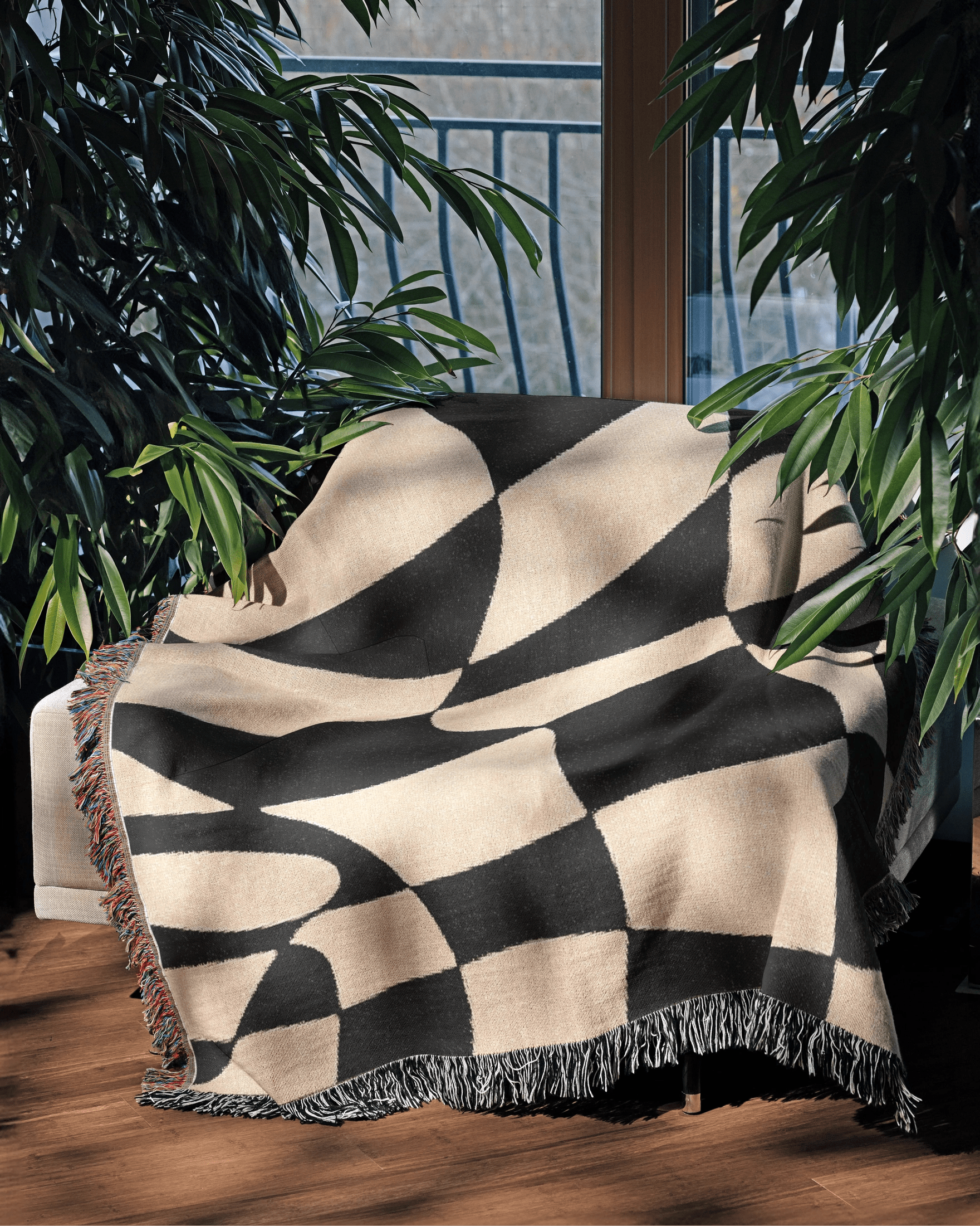 Distorted Check Woven Throw Blanket 
