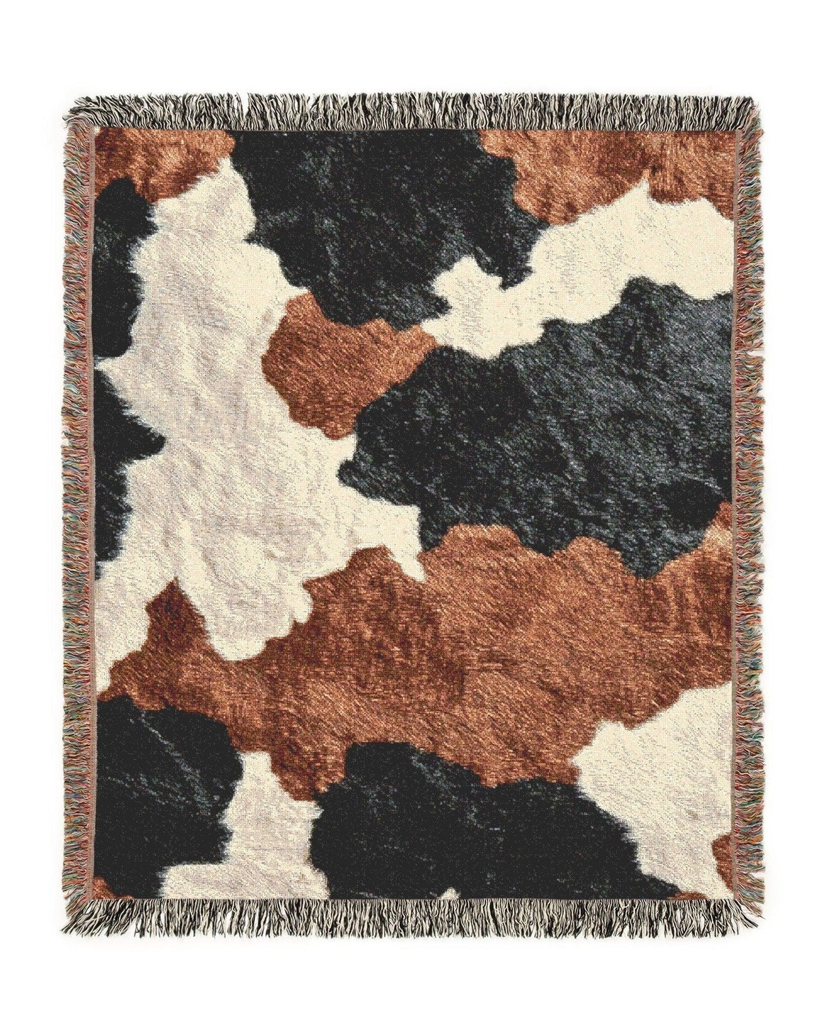Cow Hide Woven Throw Blanket - imperf