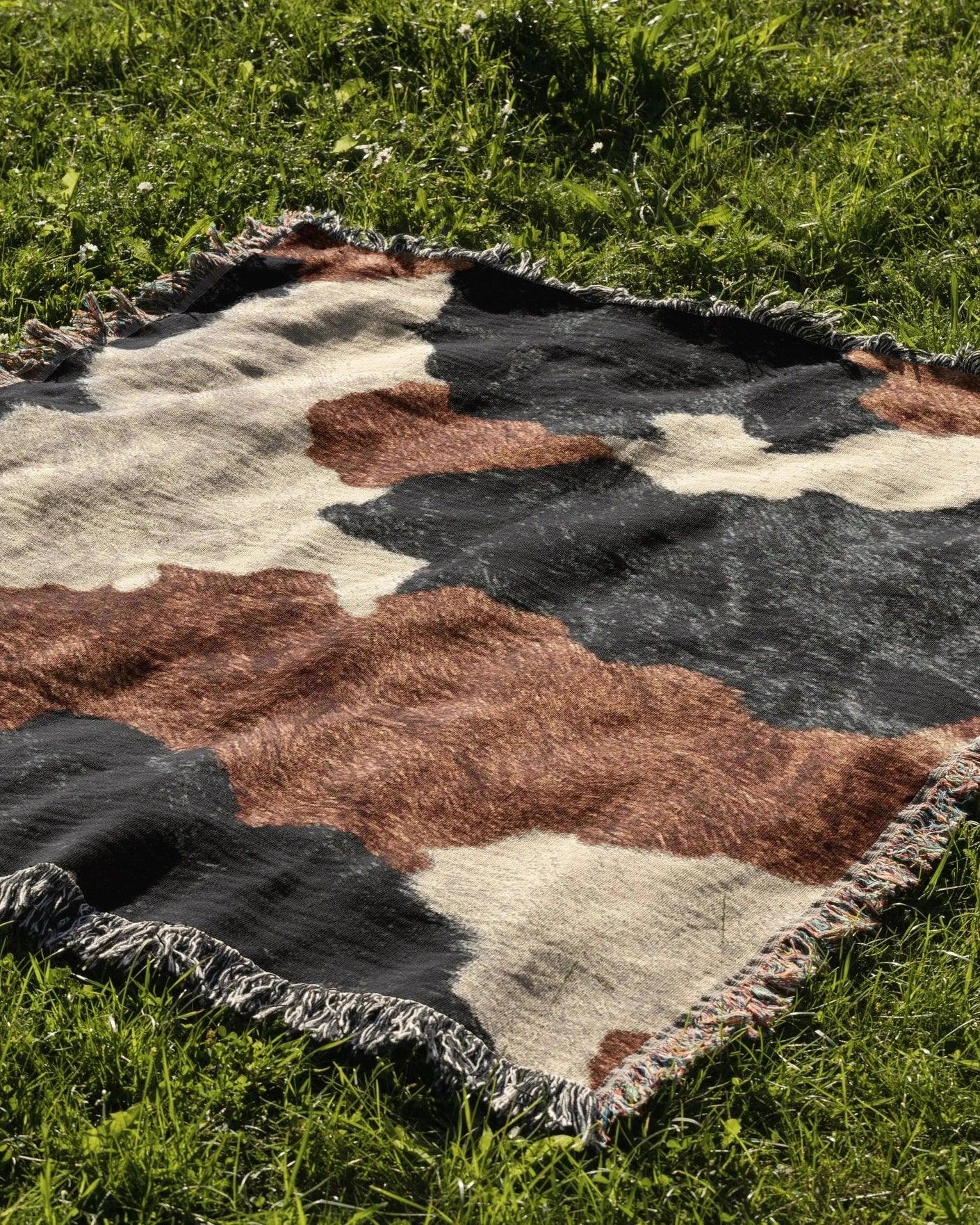Cow Hide Woven Throw Blanket - imperf