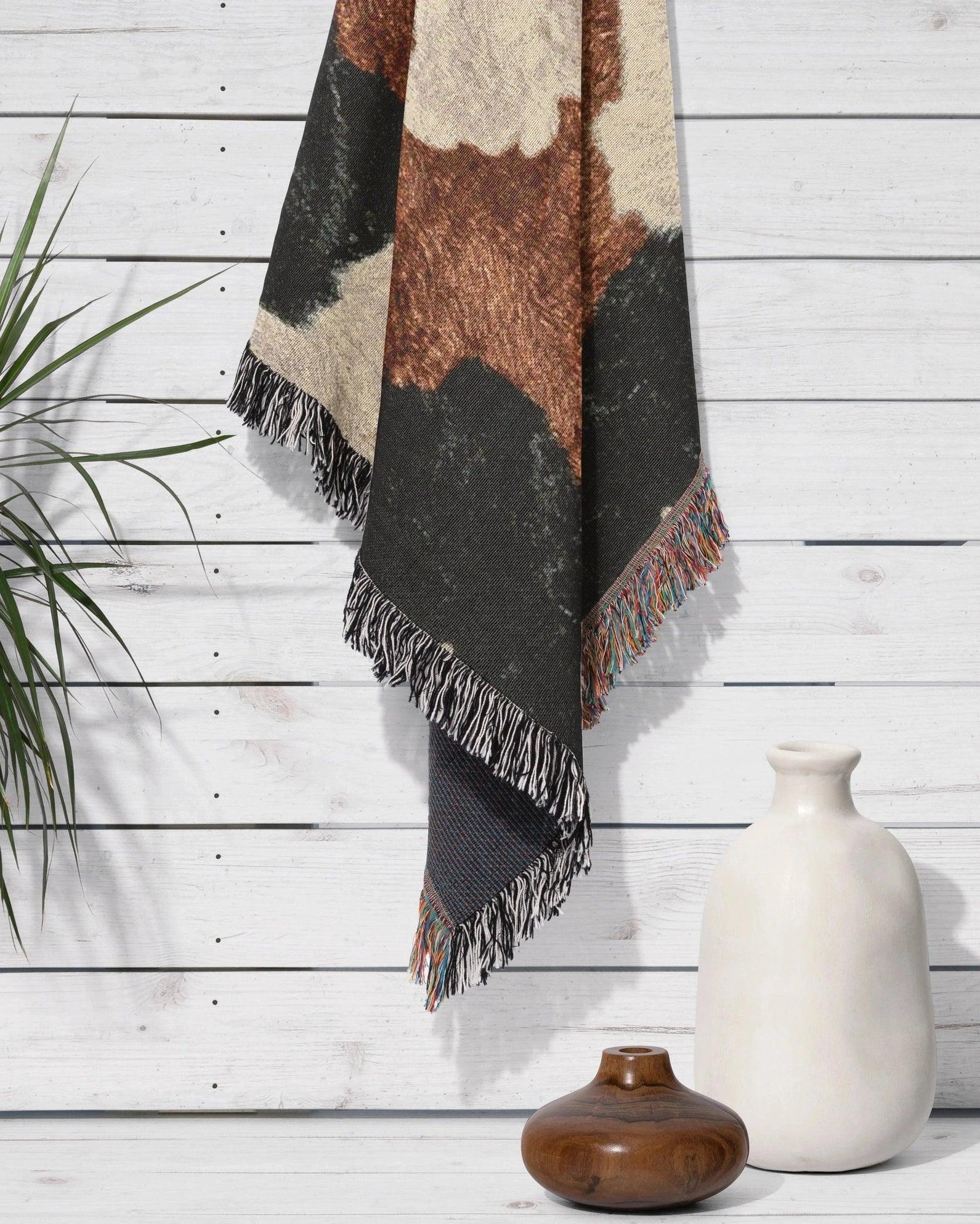 Cow Hide Woven Throw Blanket - imperf