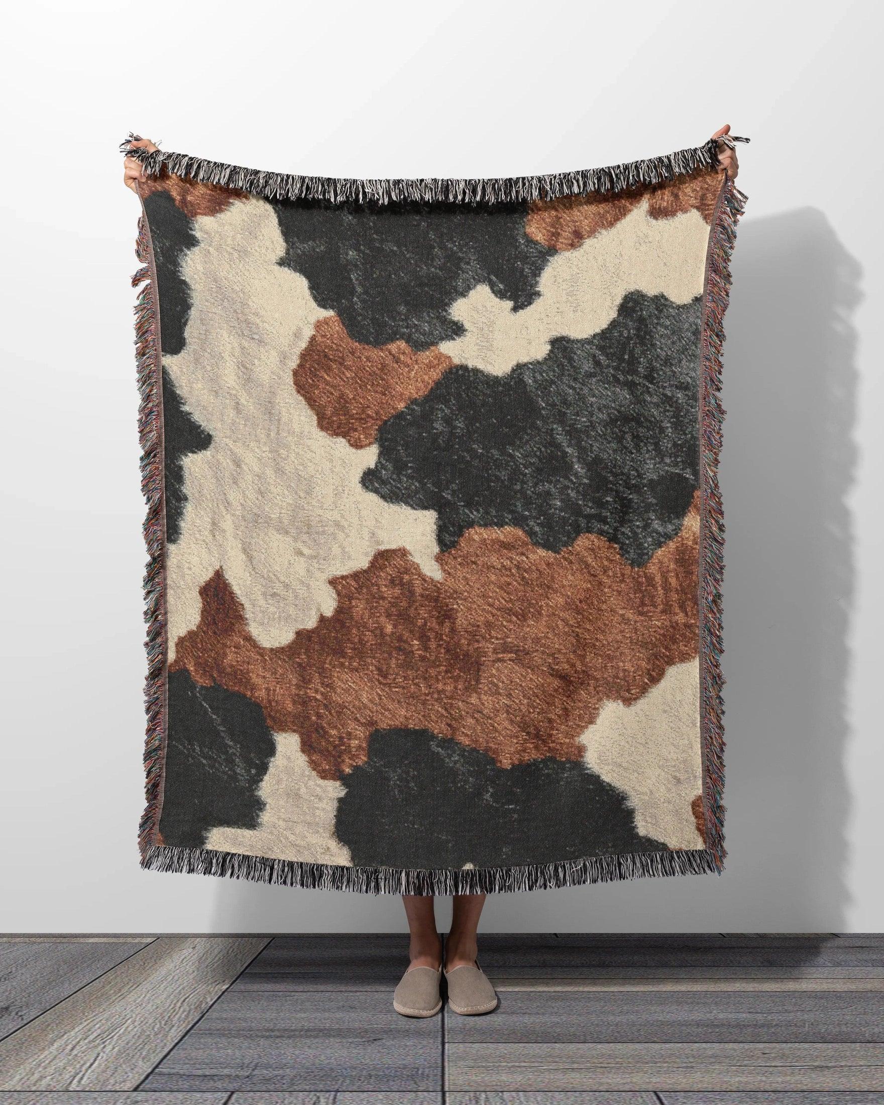 Cow Hide Woven Throw Blanket - imperf