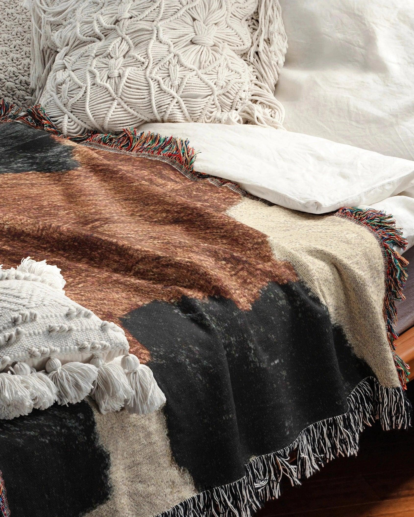 Cow Hide Woven Throw Blanket - imperf