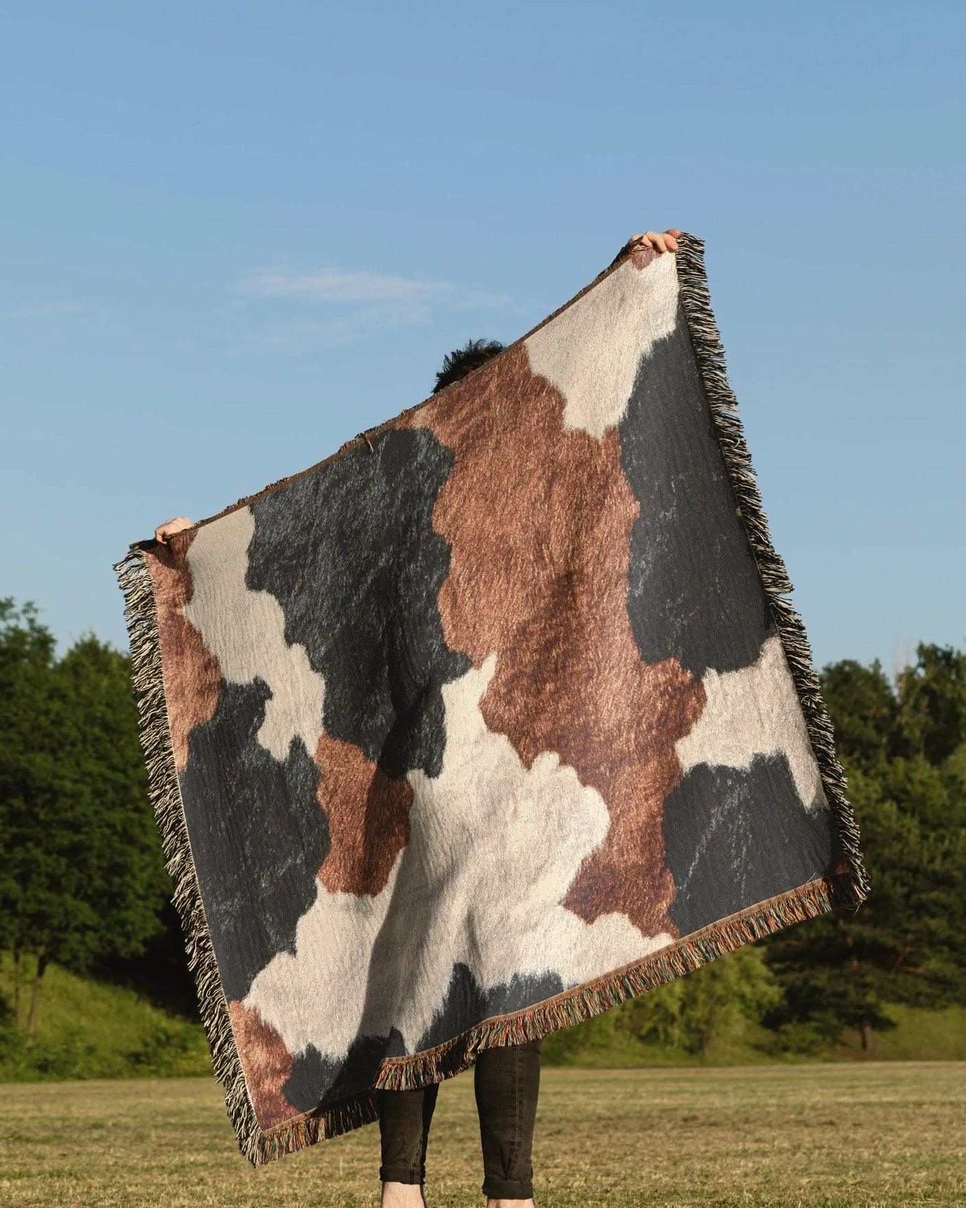 Cow Hide Woven Throw Blanket - imperf
