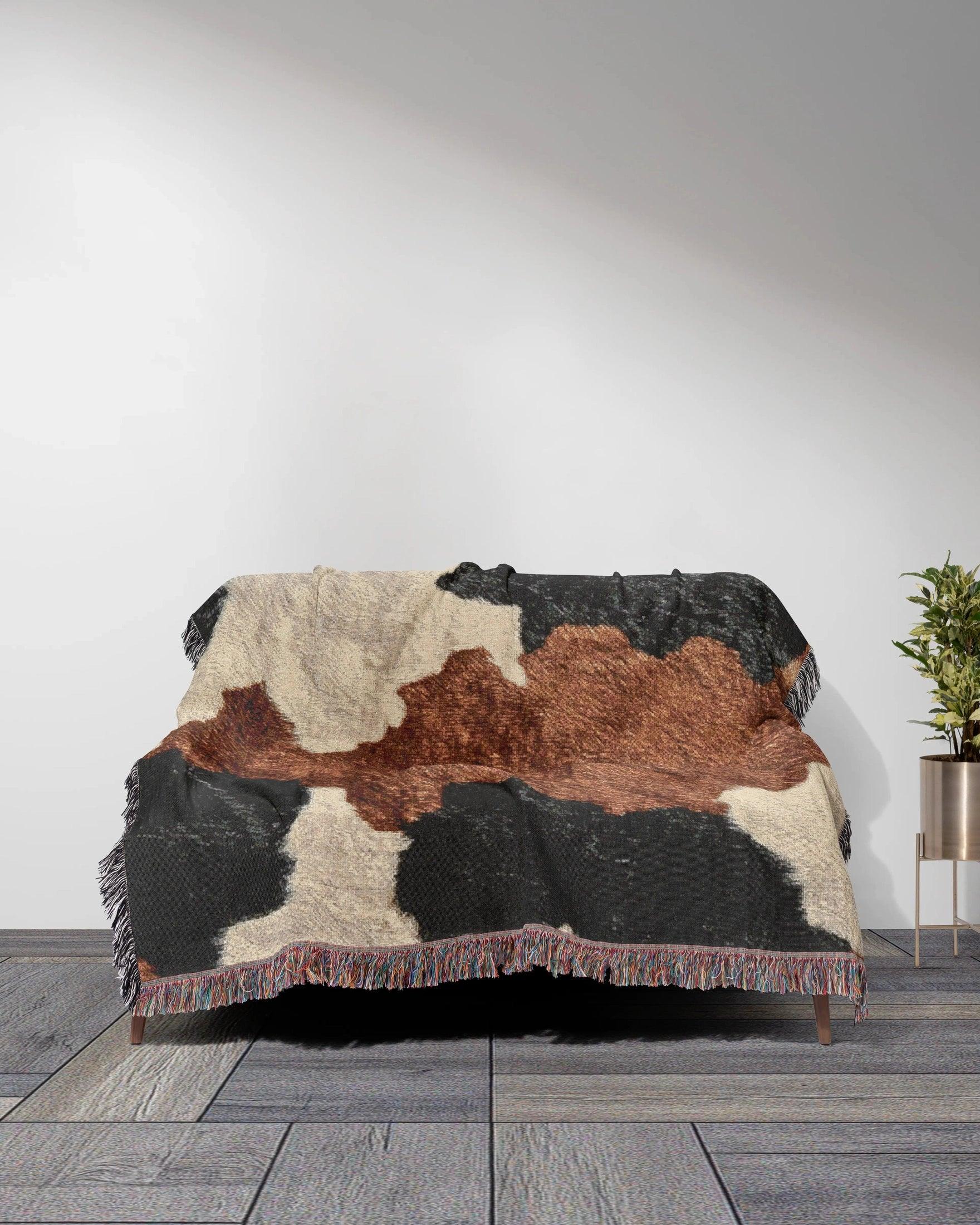 Cow Hide Woven Throw Blanket - imperf