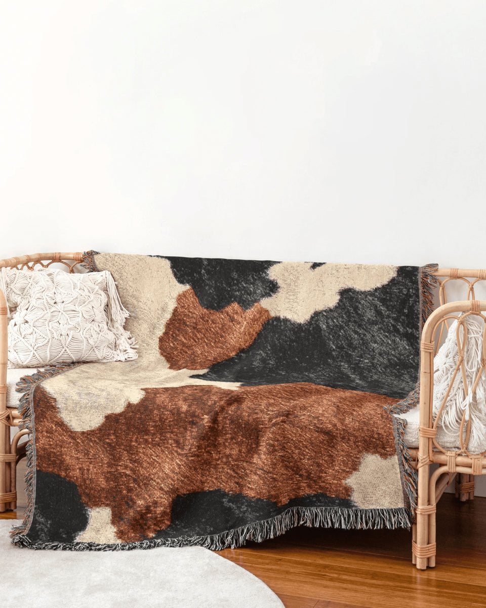 Cow Hide Woven Throw Blanket - imperf