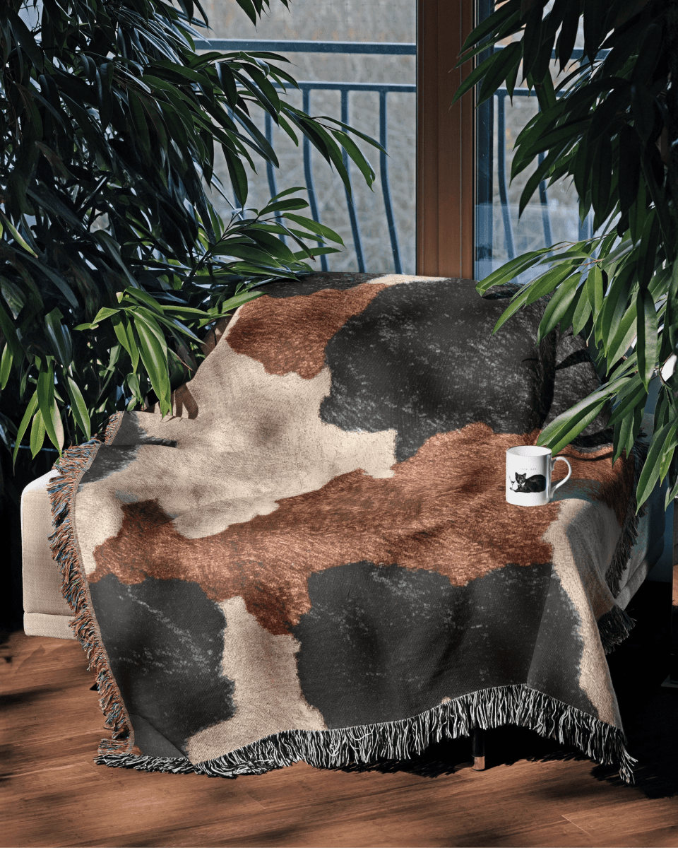 Cow Hide Woven Throw Blanket - imperf